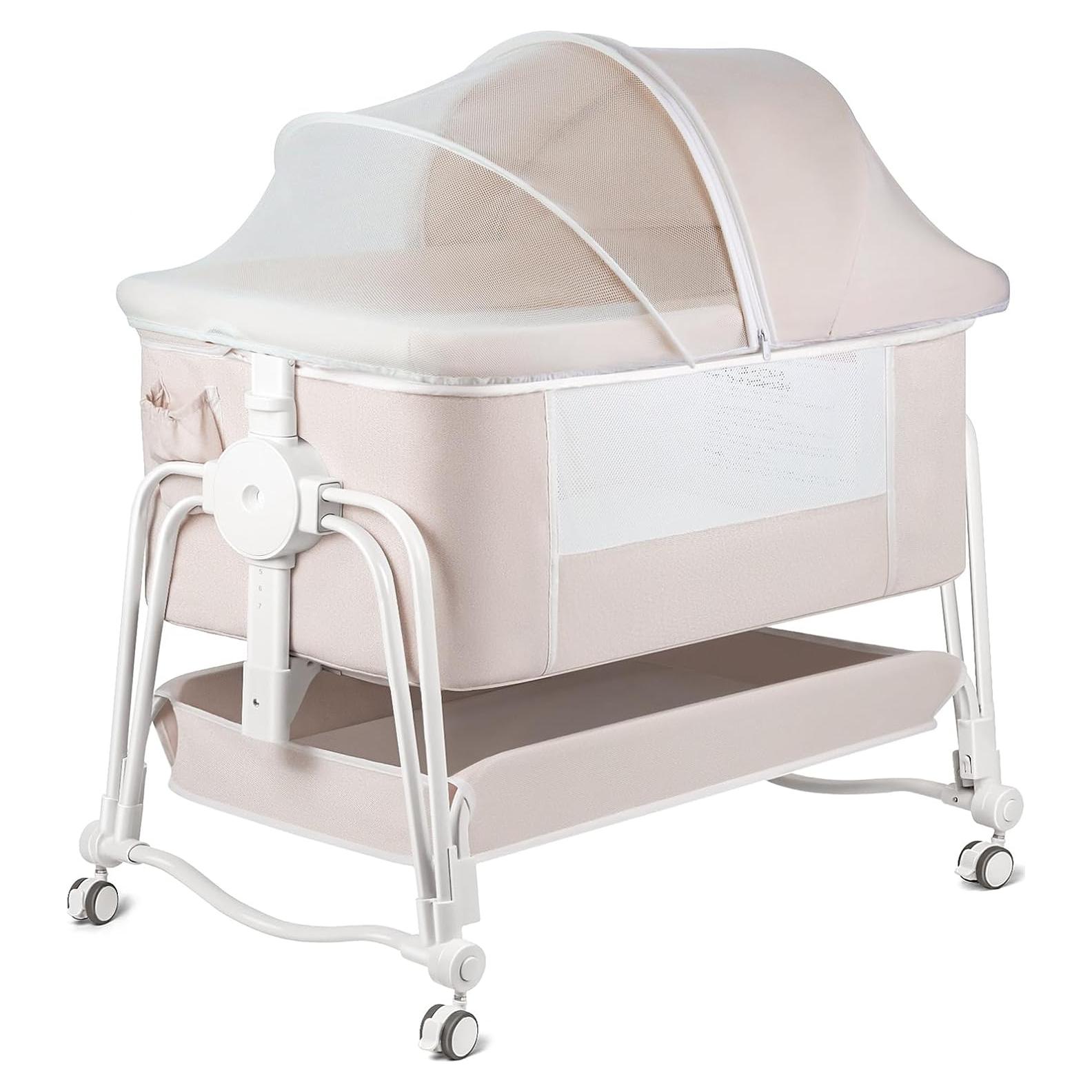 Cuna Lateral 4 en 1 Suihuooo Crema Ajustable 7 Niveles