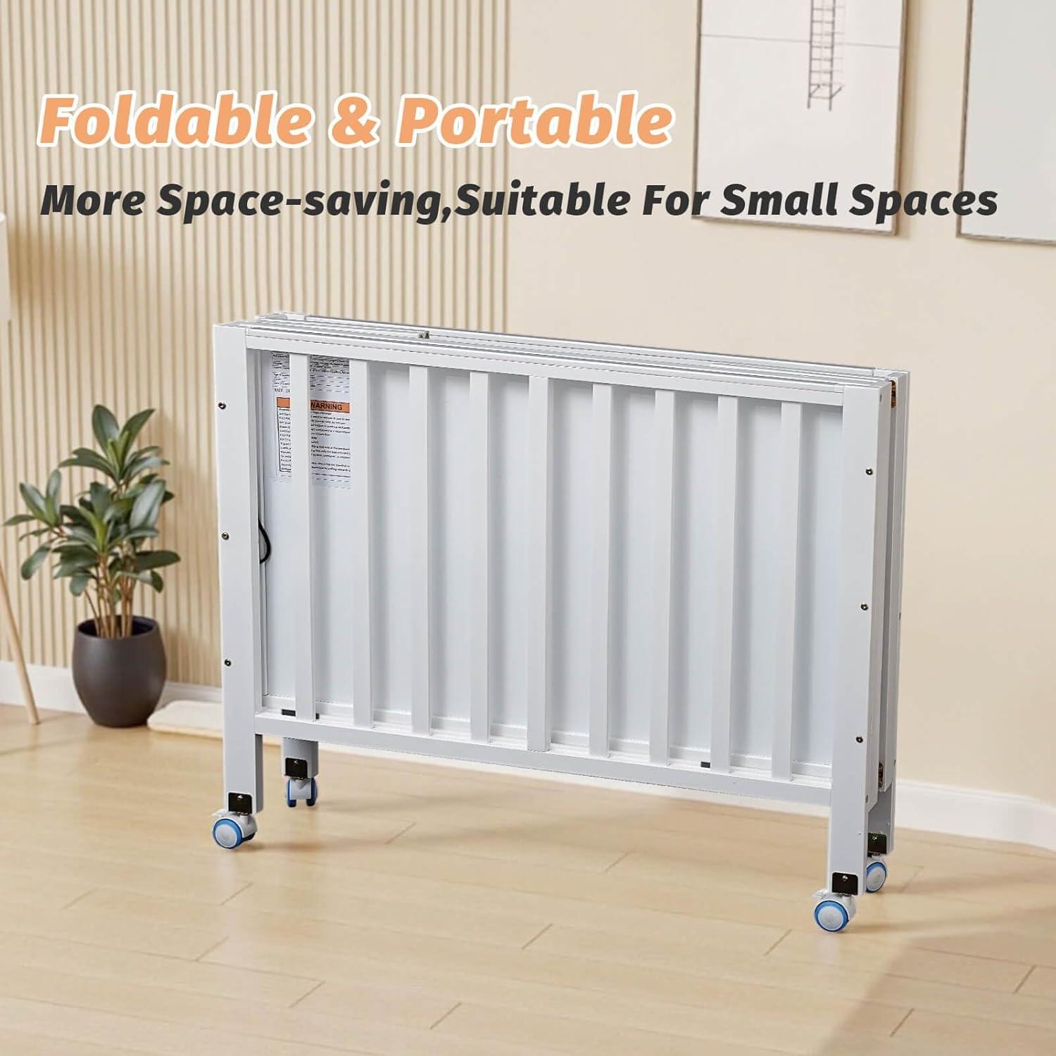 Cuna de Lado Plegable Flwrgirl Blanca 4 en 1 con Colchón