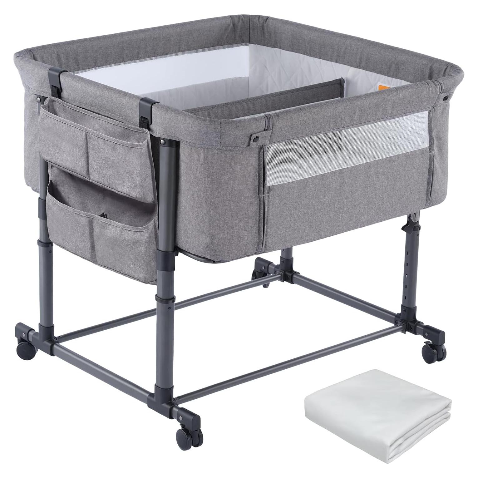 Cuna Gemelar MTWML Gris Oscuro Ajustable 0-6 Meses