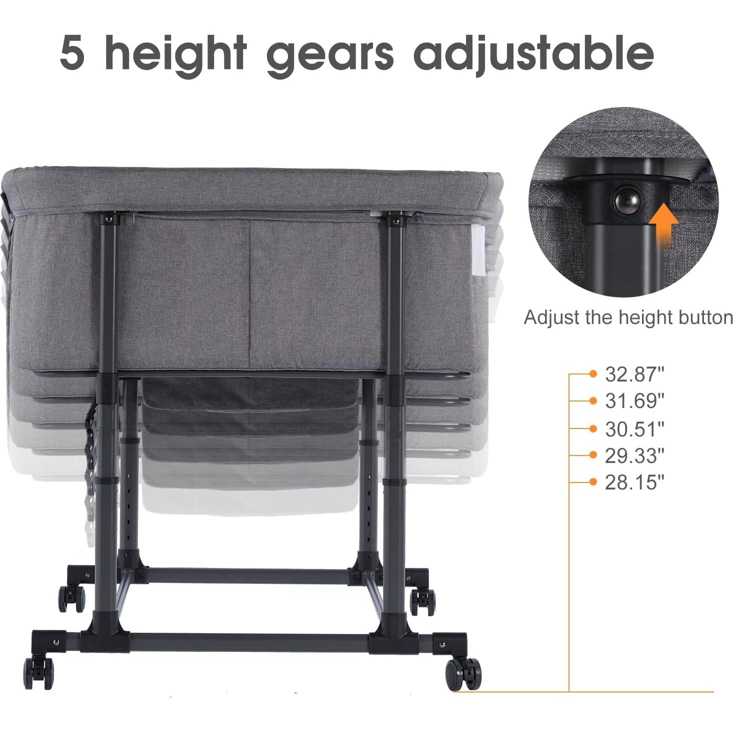 Cuna Gemelar MTWML Gris Oscuro Ajustable 0-6 Meses