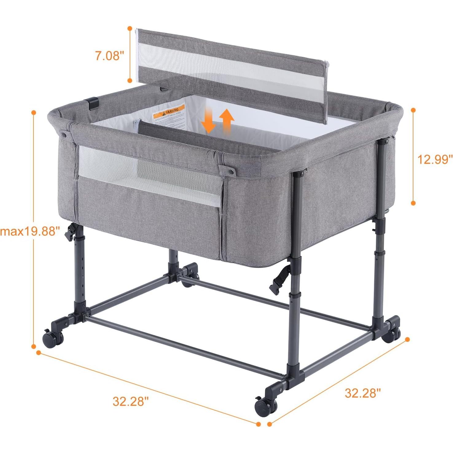 Cuna Gemelar MTWML Gris Oscuro Ajustable 0-6 Meses