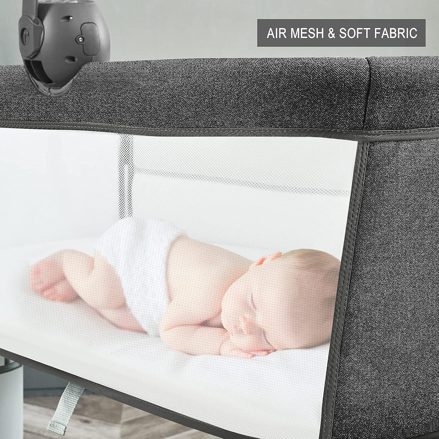 Cuna de Lado Yacul Gris con Caja de Música 2 en 1 Ajustable