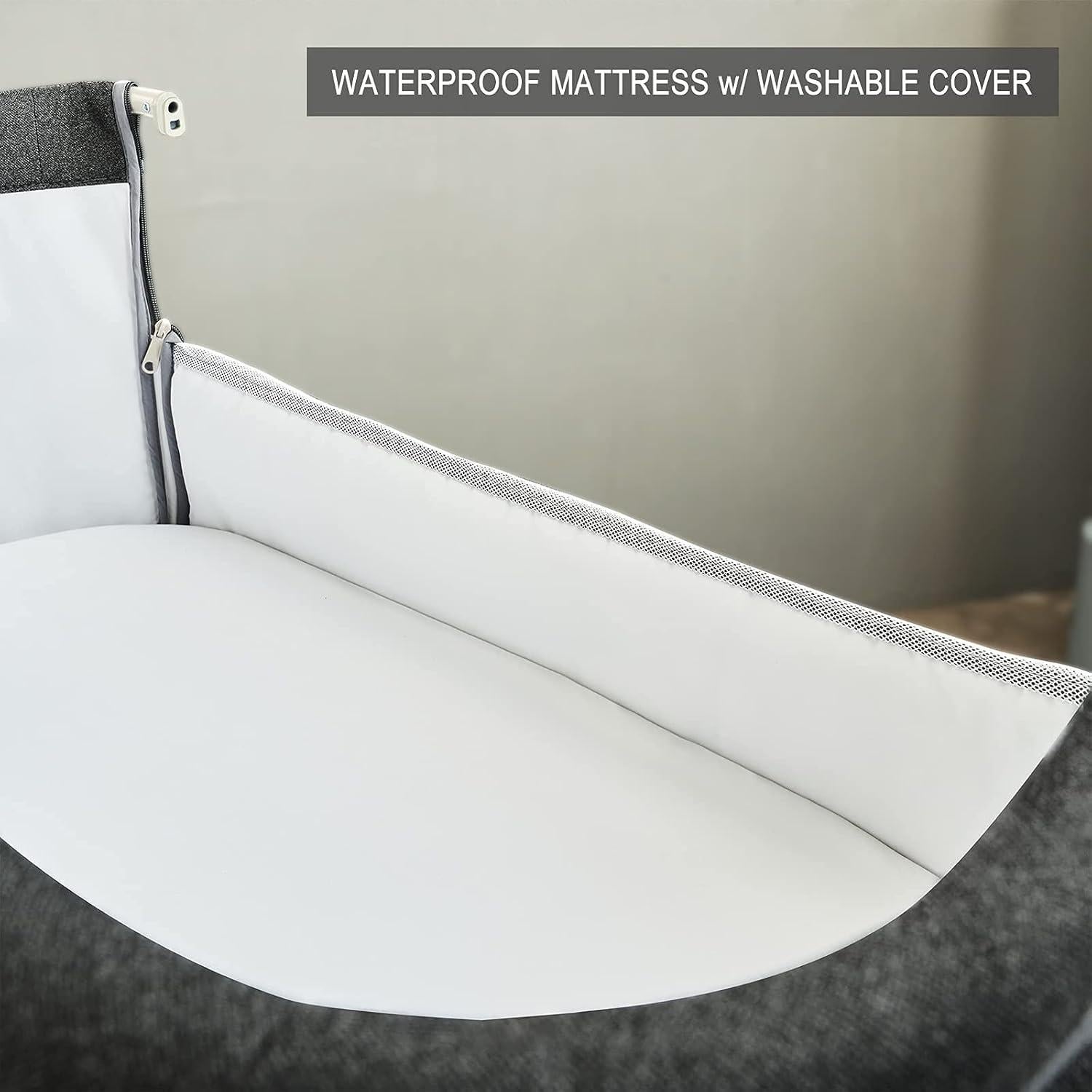 Cuna de Lado Yacul Gris con Caja de Música 2 en 1 Ajustable