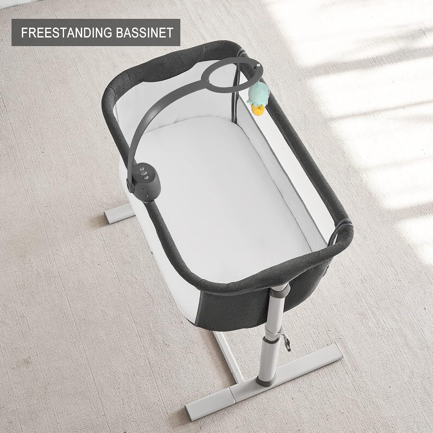 Cuna de Lado Yacul Gris con Caja de Música 2 en 1 Ajustable