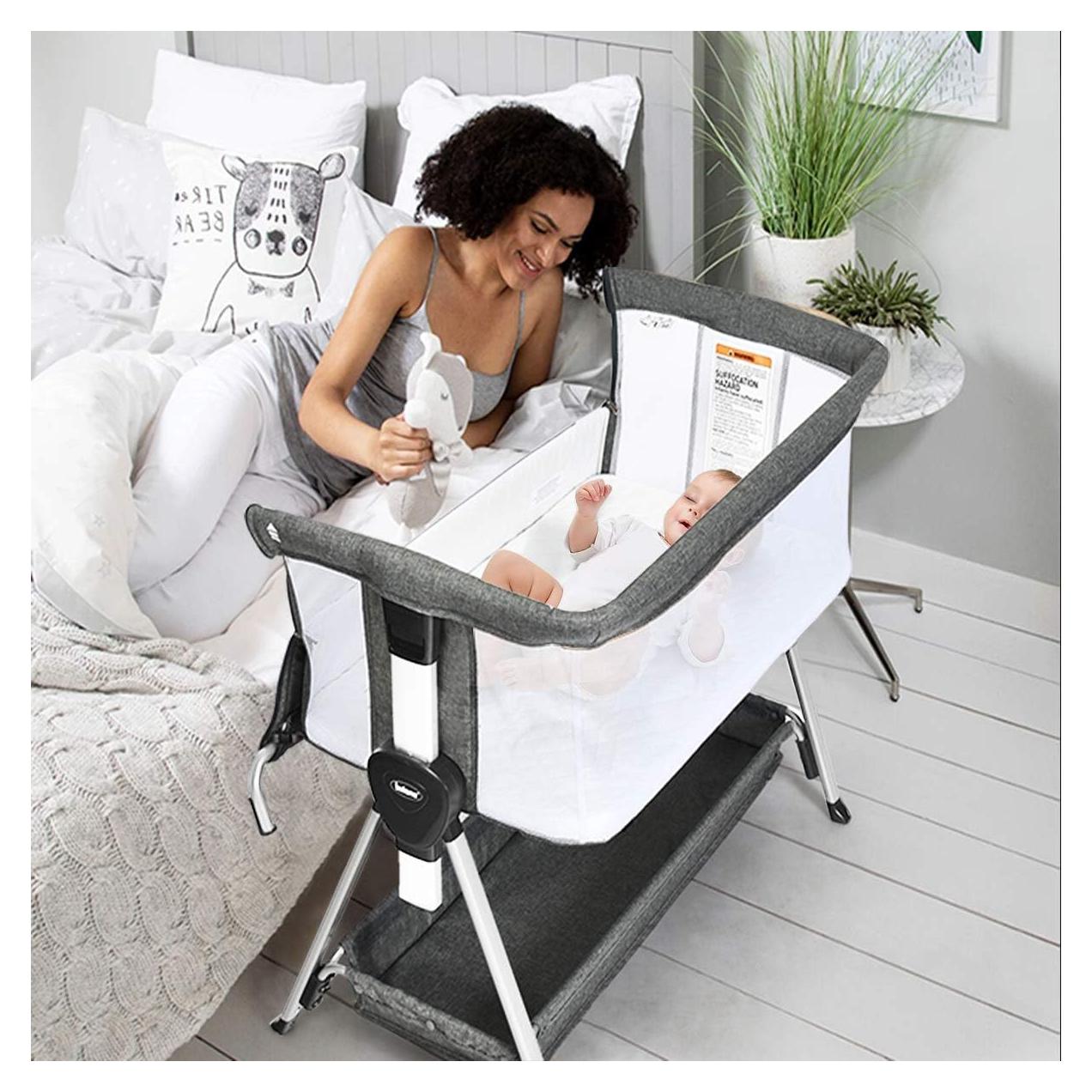 Cuna de Lado INFANS para Bebés Ajustable con Almacenamiento