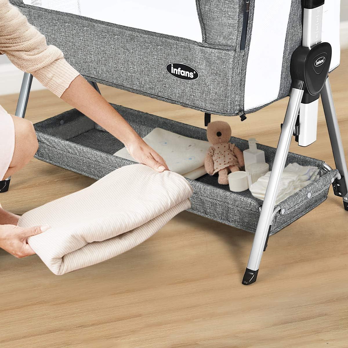 Cuna de Lado INFANS para Bebés Ajustable con Almacenamiento