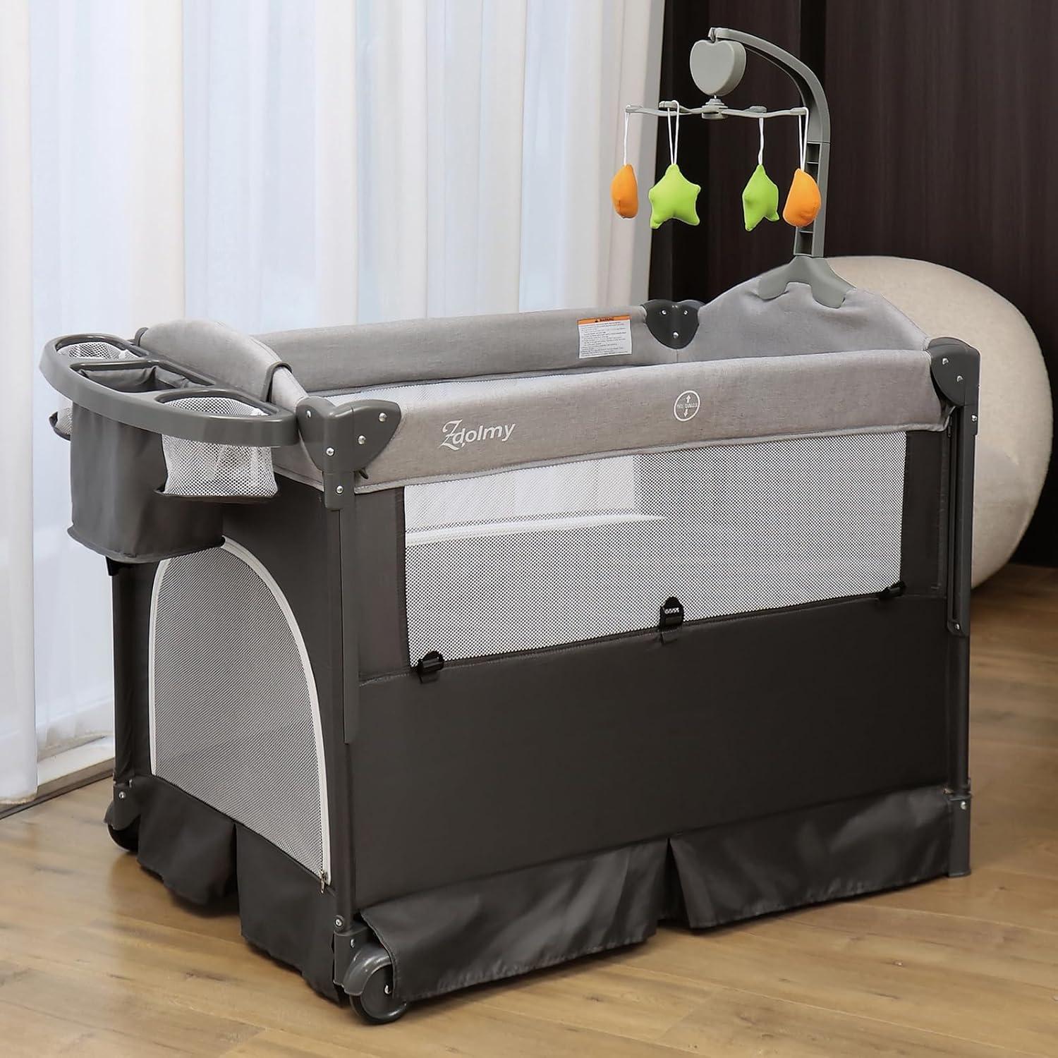 Cuna Lateral Zdolmy 4 en 1 para Bebés con Mesa de Cambio