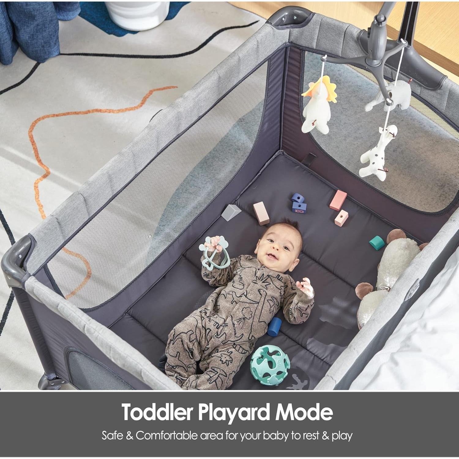 Cuna Lateral QUTANIX 5 en 1 con Mesa de Cambio y Móvil