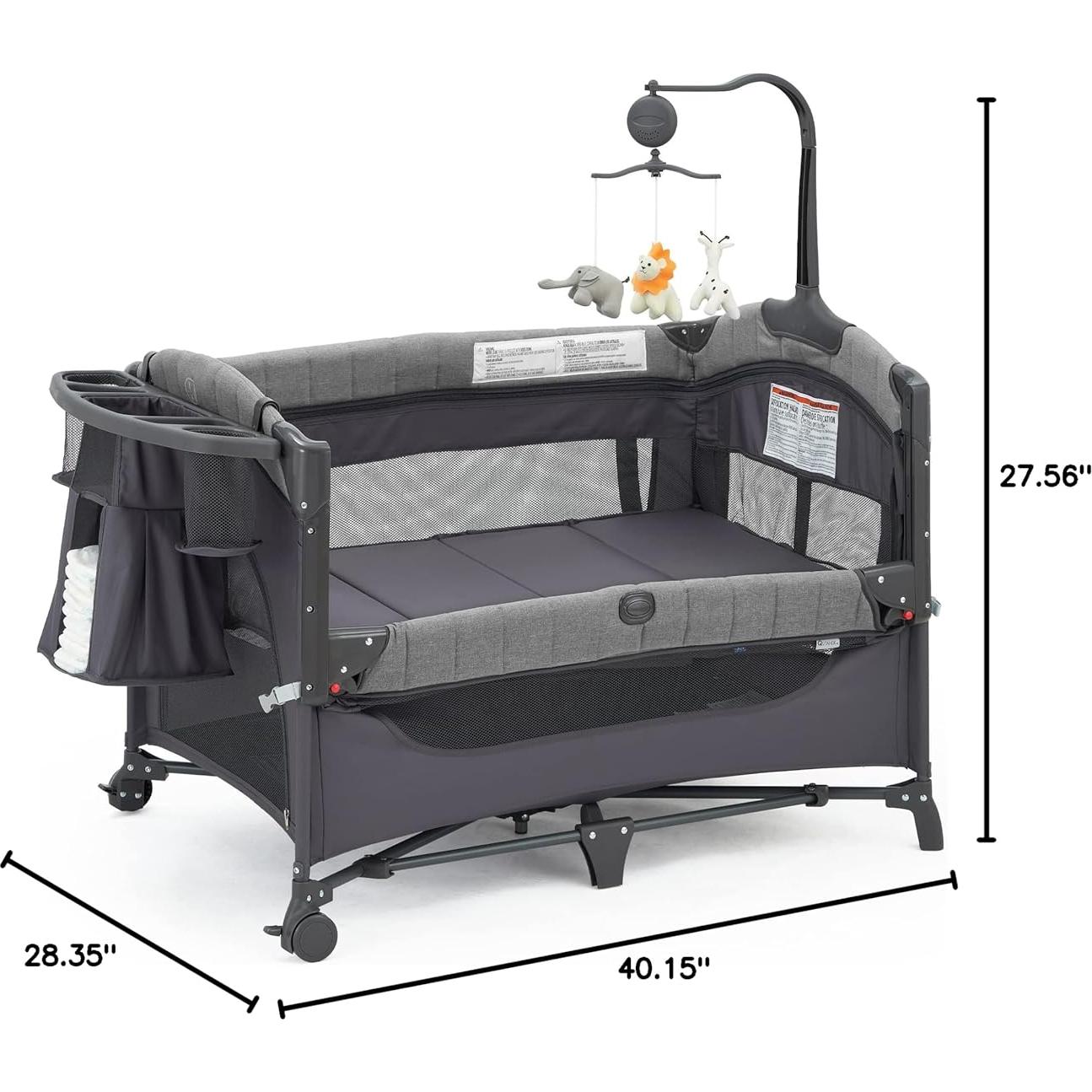 Cuna Lateral QUTANIX 5 en 1 con Mesa de Cambio y Móvil