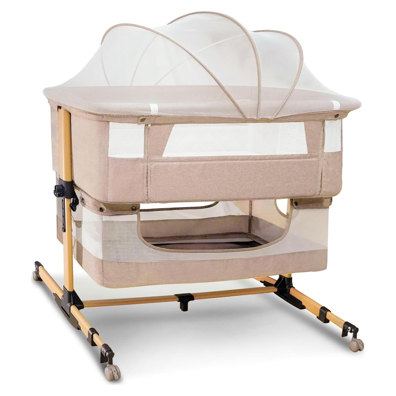 Cuna 3 en 1 Cutebeams Rosa con Colchón y Lados de Malla