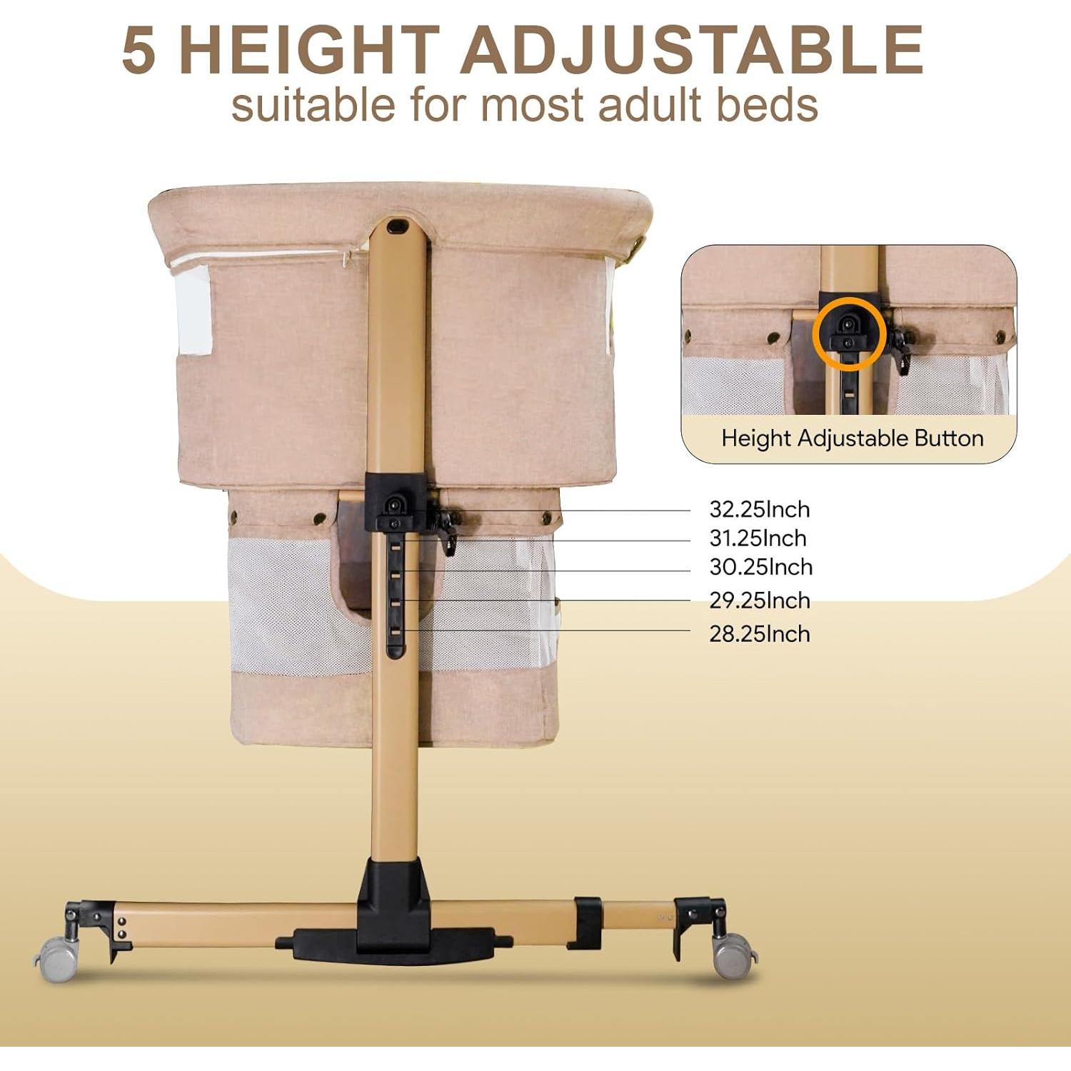 Cuna 3 en 1 Cutebeams Rosa con Colchón y Lados de Malla