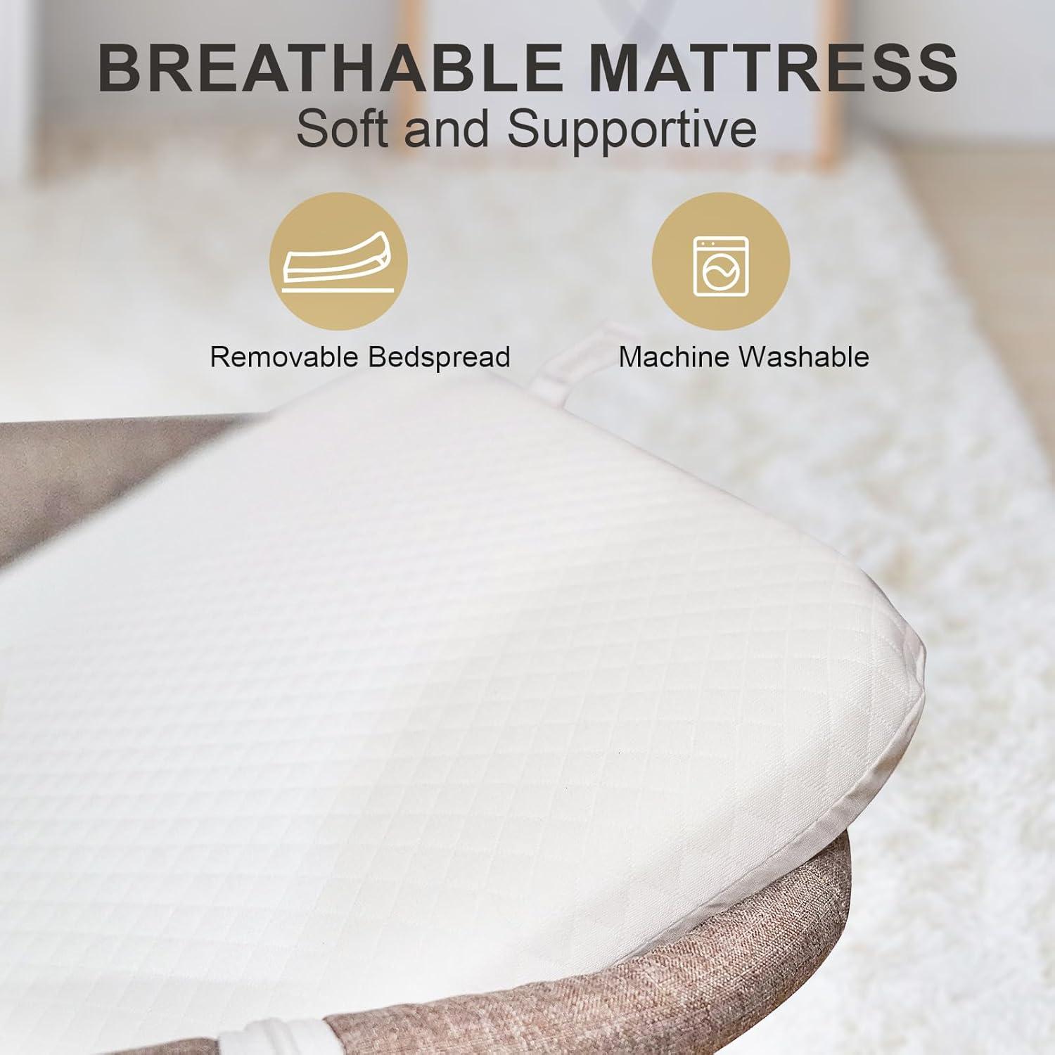 Cuna 3 en 1 Cutebeams Rosa con Colchón y Lados de Malla