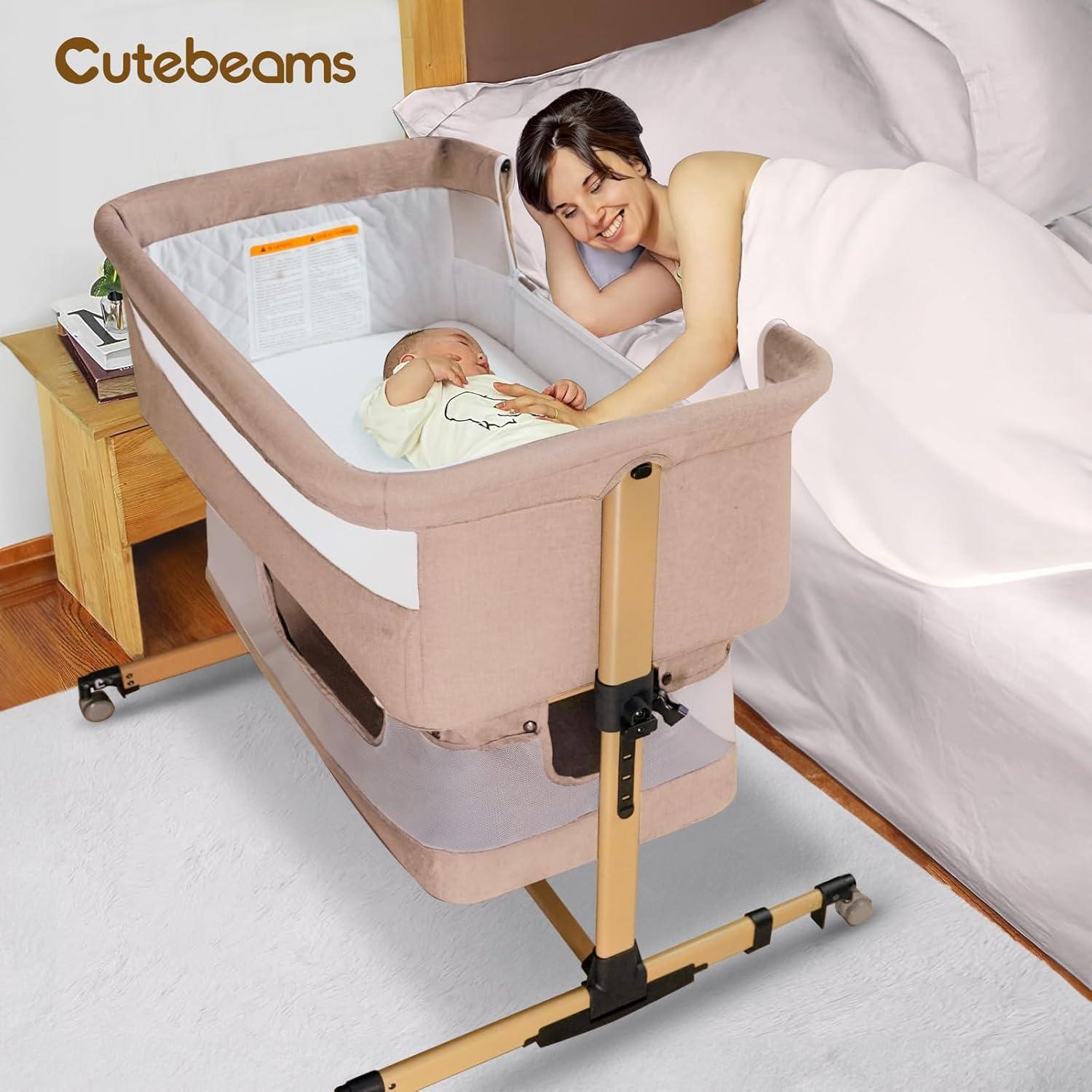 Cuna 3 en 1 Cutebeams Rosa con Colchón y Lados de Malla