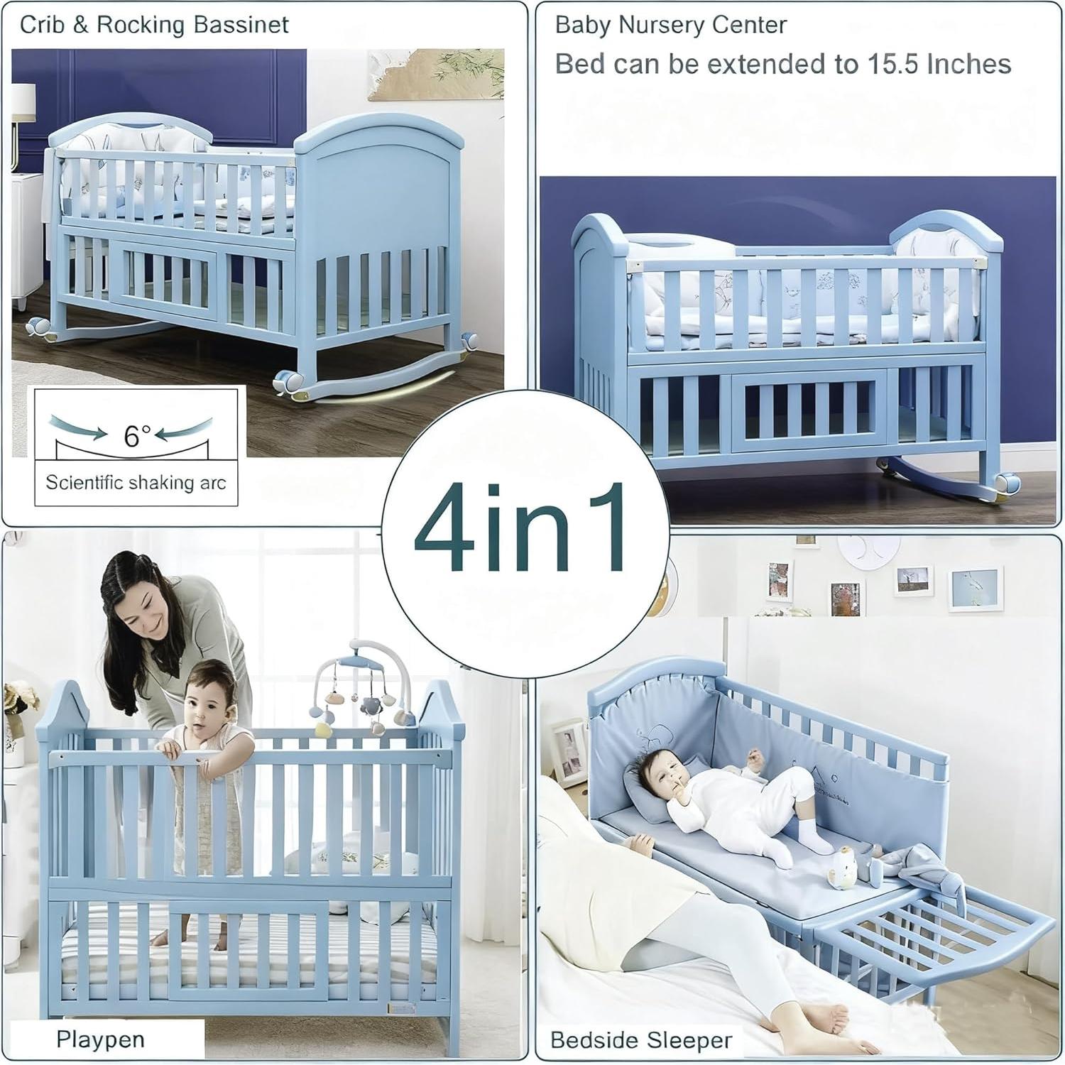Cuna Mini Portátil Styhigh 4 en 1 con Colchón Viscoelástico