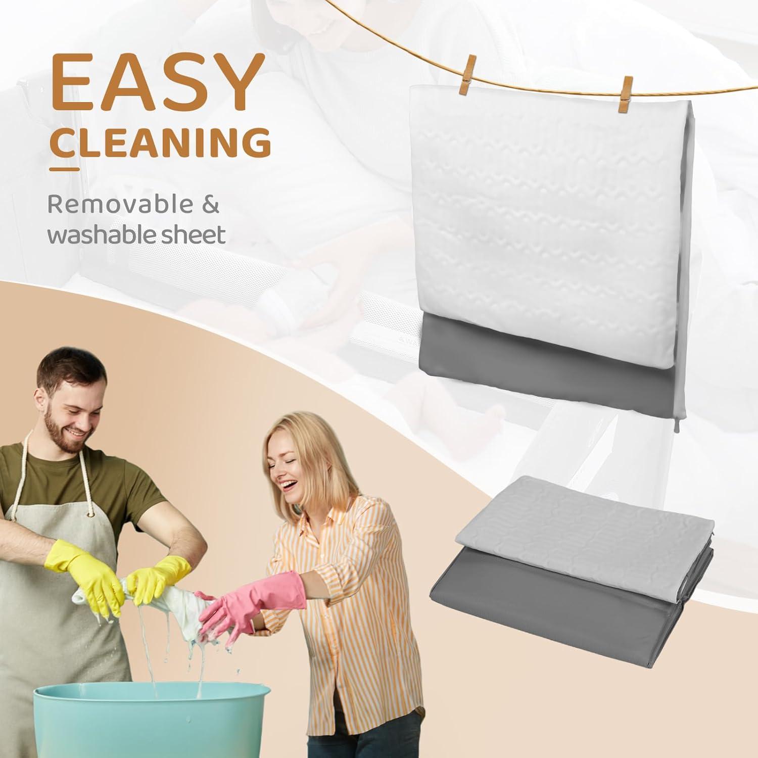 Cuna Pack and Play JOYMOR Gris 3 en 1 con Ruedas y Colchón