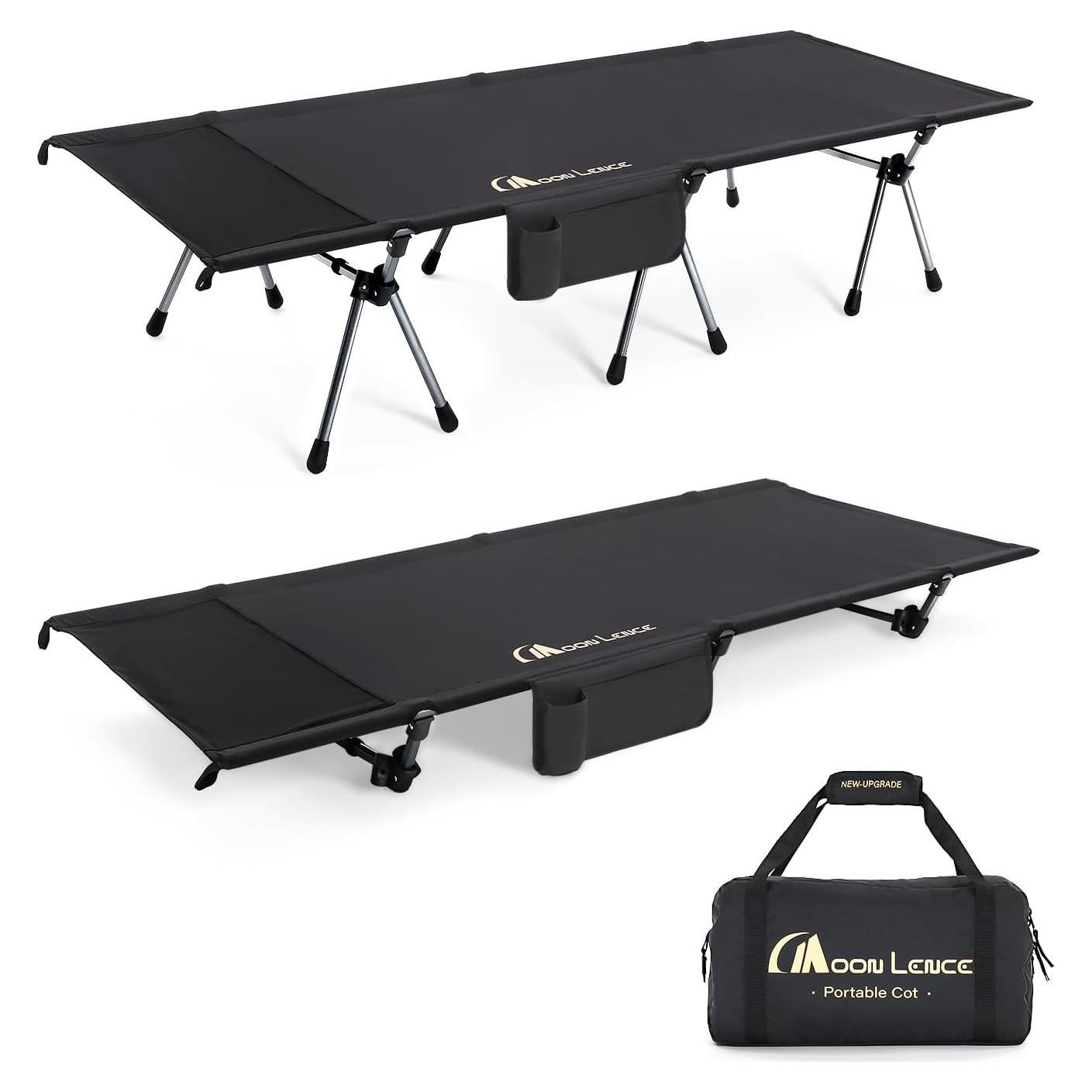 Cama de Camping Plegable MOON LENCE Ajustable 150 kg Negra