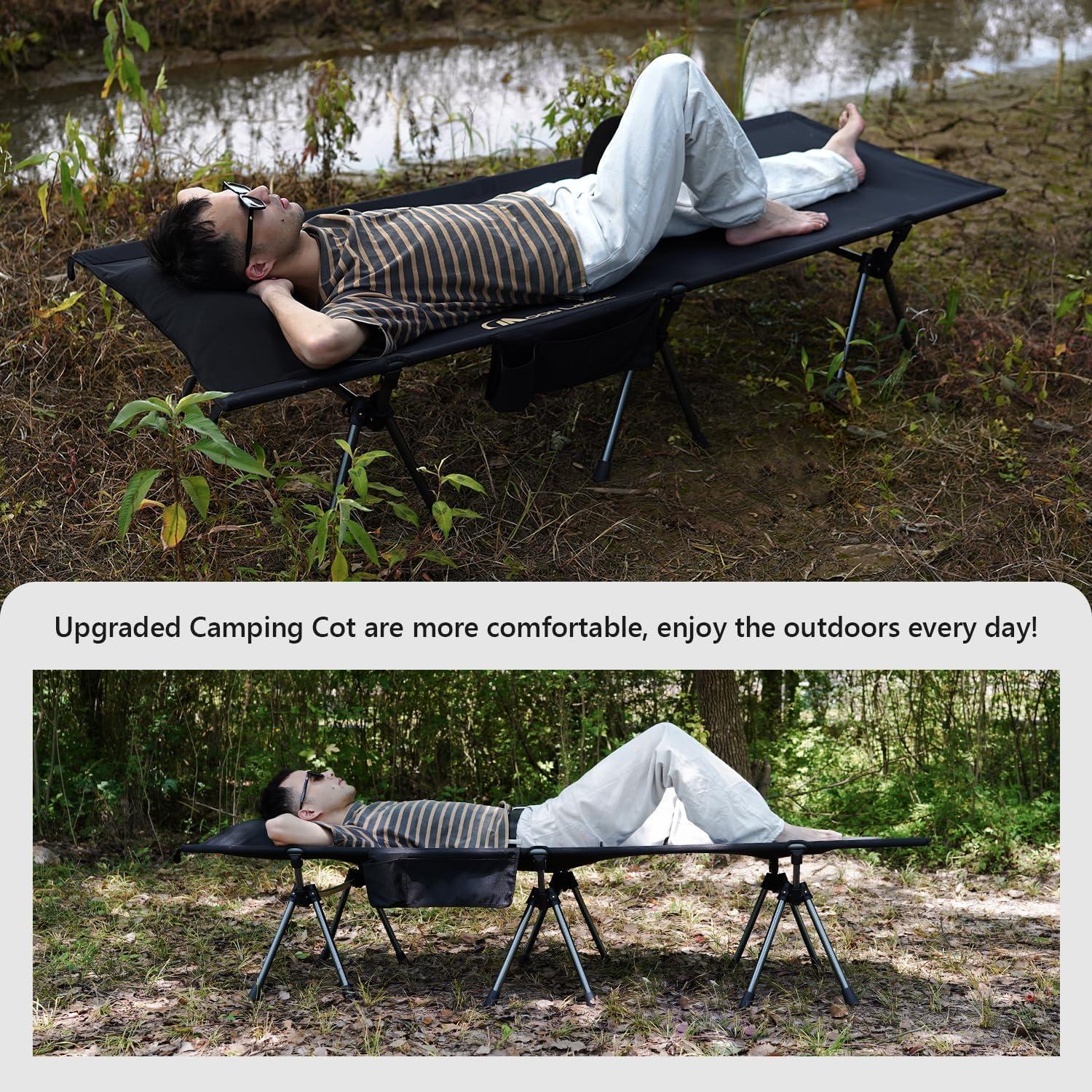 Cama de Camping Plegable MOON LENCE Ajustable 150 kg Negra