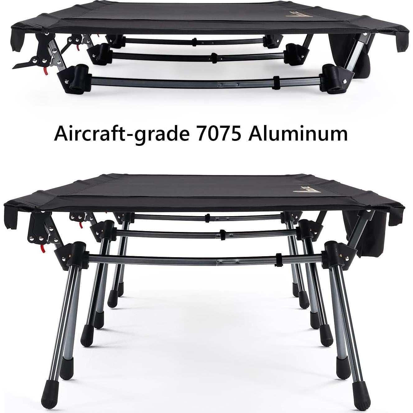 Cama de Camping Plegable MOON LENCE Ajustable 150 kg Negra