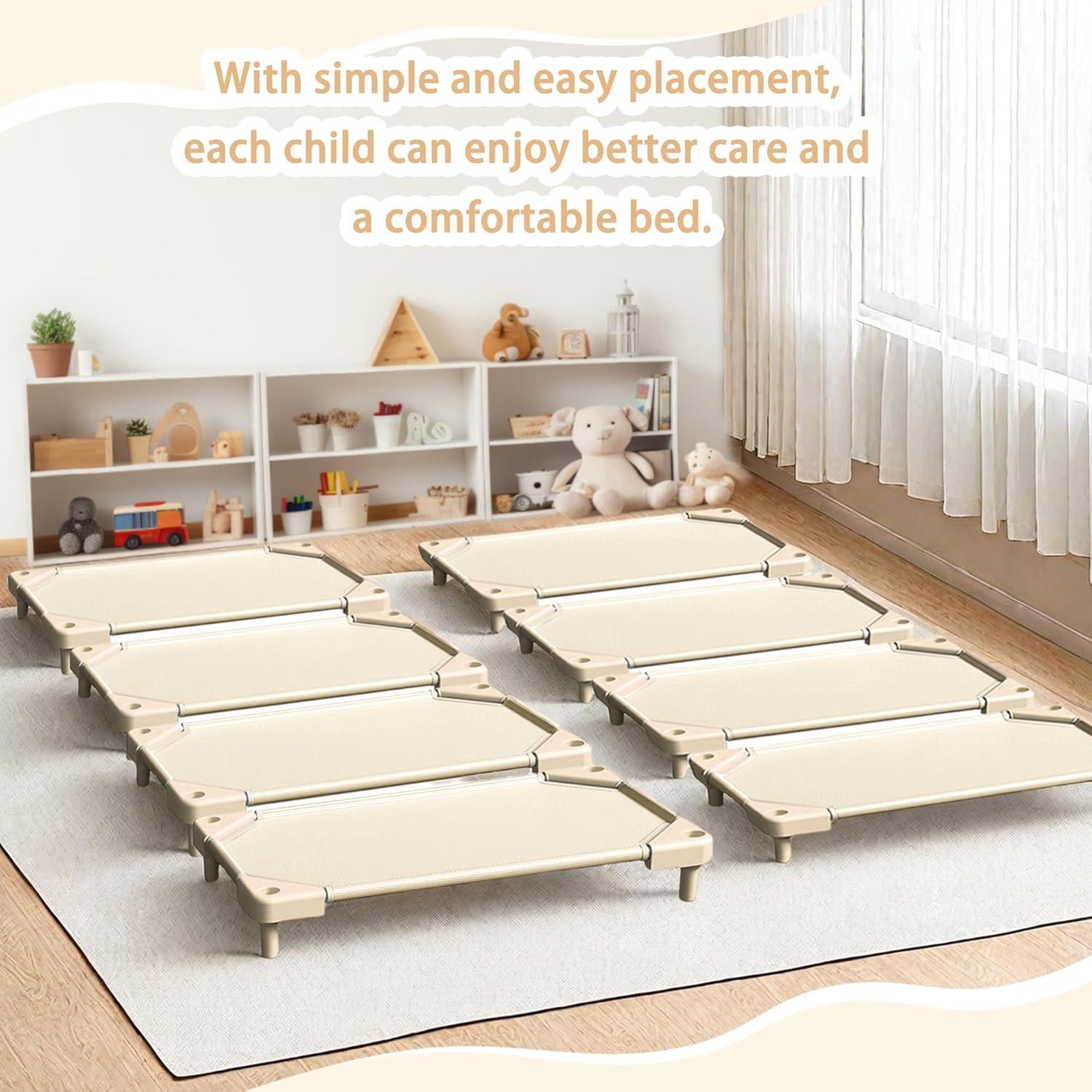 Camas apilables para preescolar NOUJULOUN 4 unidades beige claro