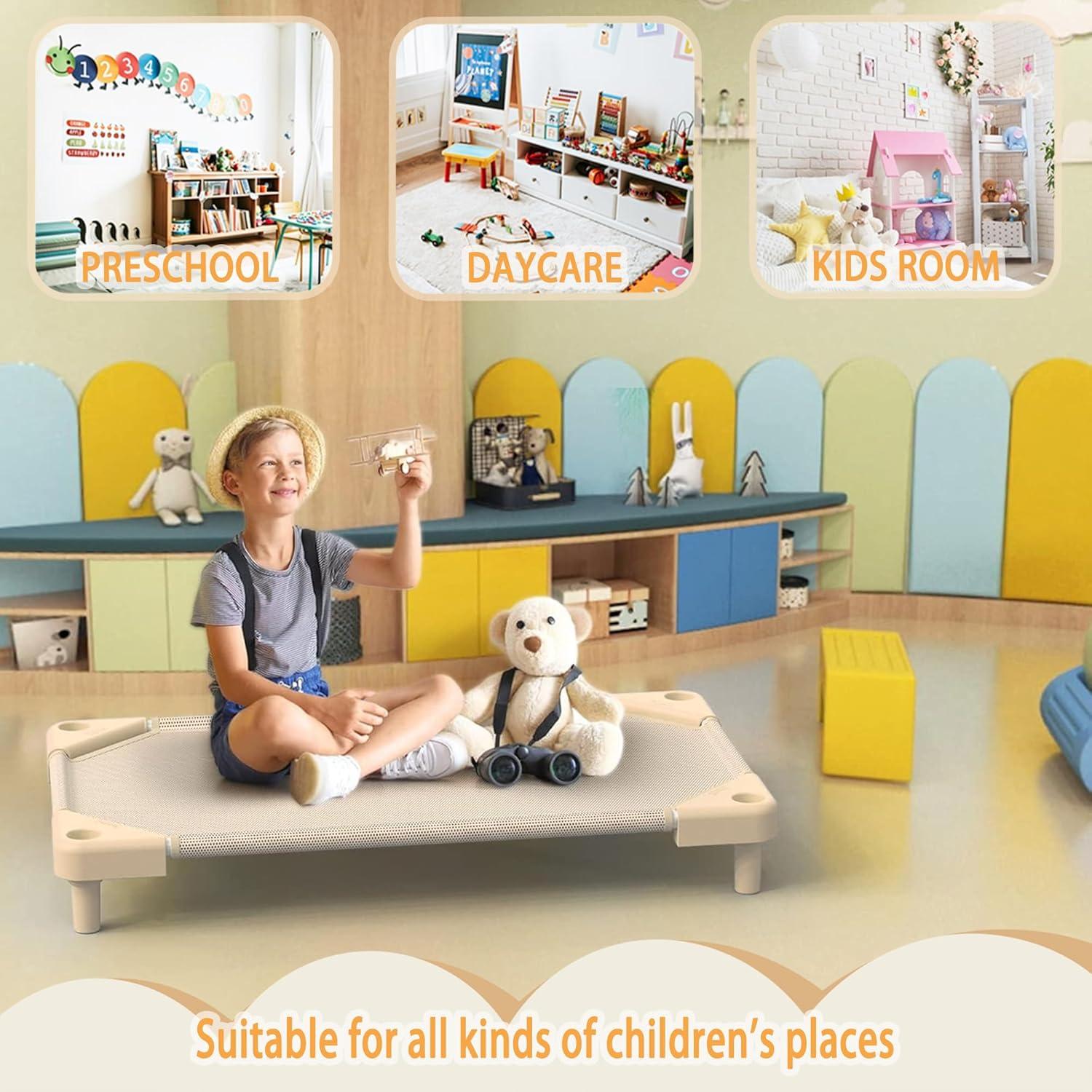 Camas apilables para preescolar NOUJULOUN 4 unidades beige claro