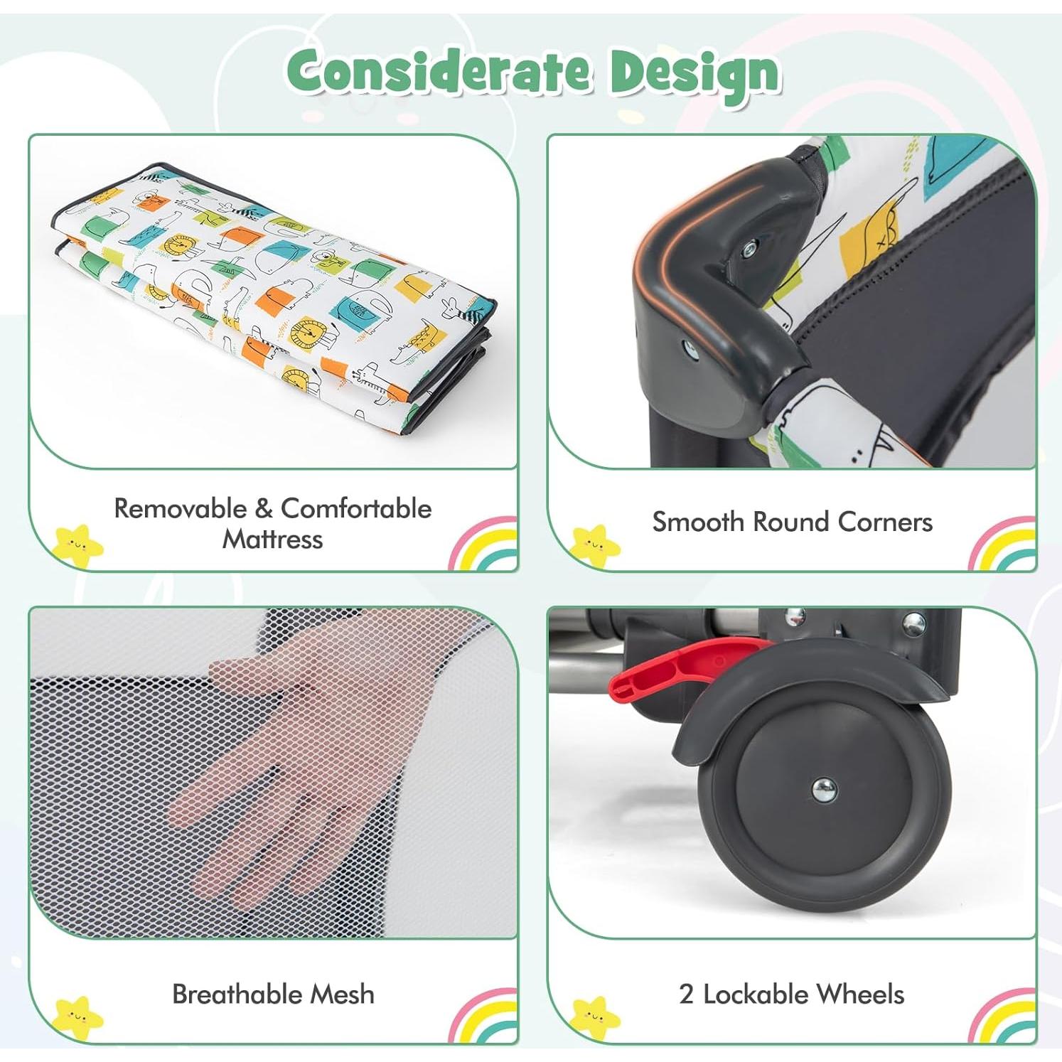 Cuna Lateral Honey Joy 6-en-1 Pack and Play Gris