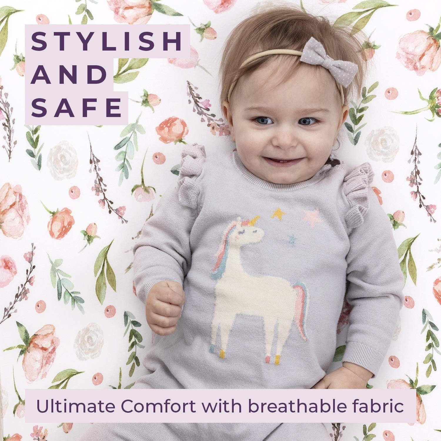 Pobibaby - Paquete de 2 Sábanas Ajustadas para Cuna Floral