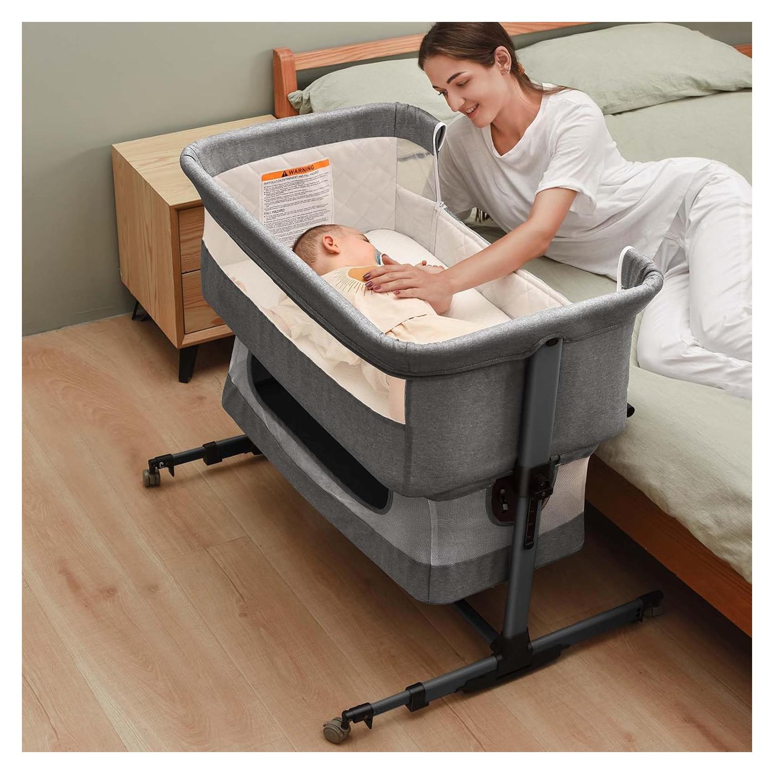 Cuna 3 en 1 Soobaby Gris Ajustable Portátil para Bebés