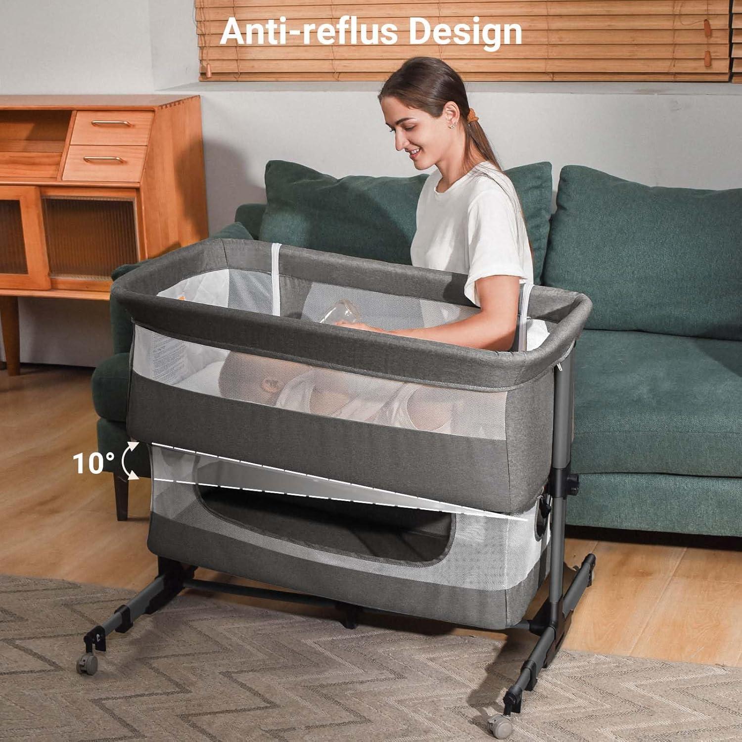 Cuna 3 en 1 Soobaby Gris Ajustable Portátil para Bebés