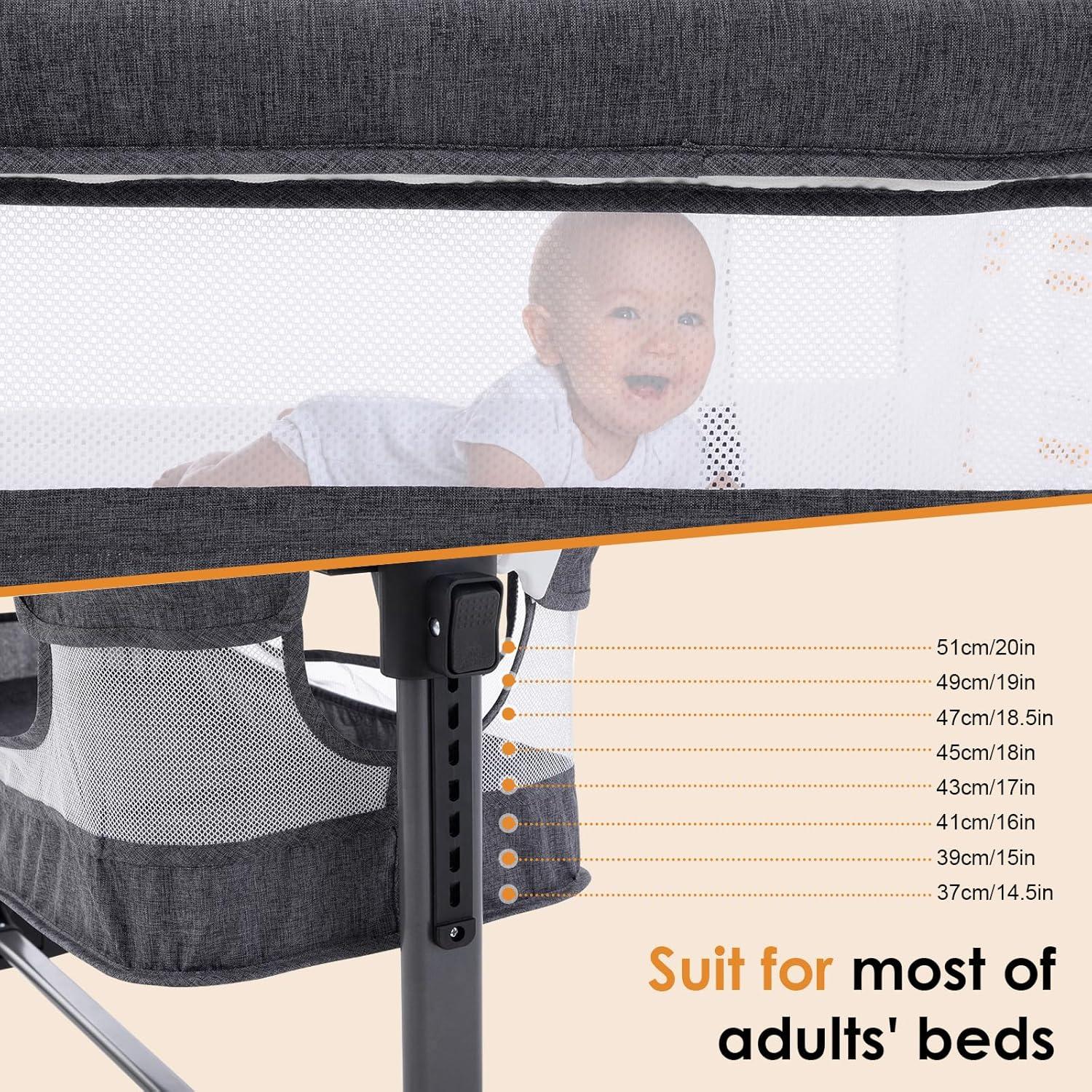 Cuna 3 en 1 Soobaby Gris Ajustable Portátil para Bebés