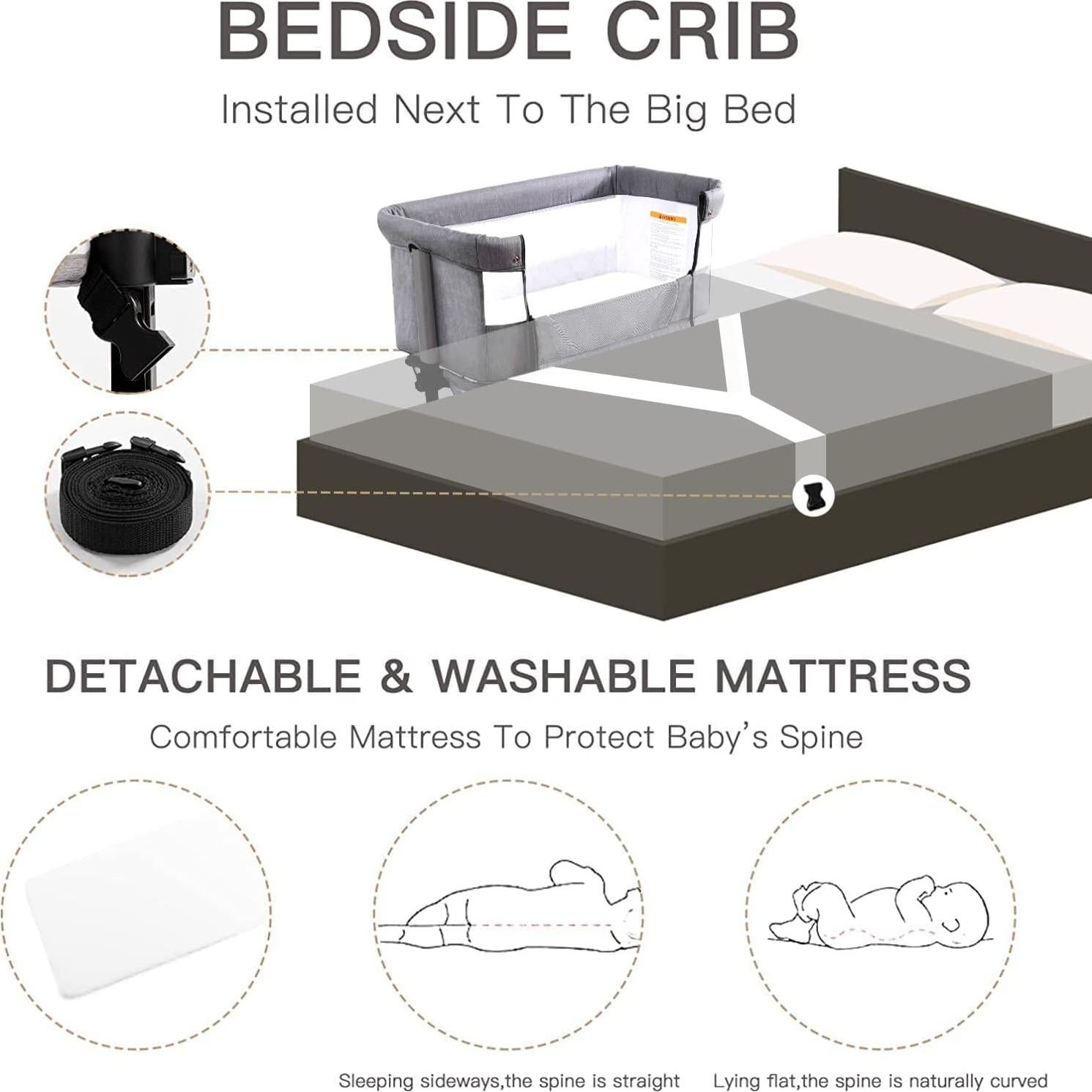 Cuna 3 en 1 Soobaby Gris Ajustable Portátil para Bebés