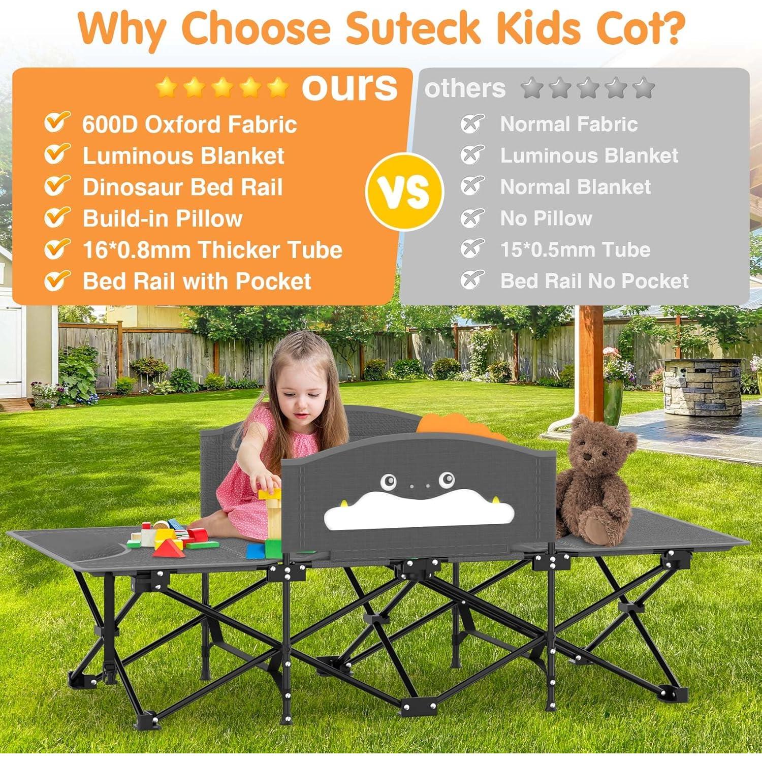 Cuna Plegable para Niños Suteck 142x64 cm, Portátil y Segura