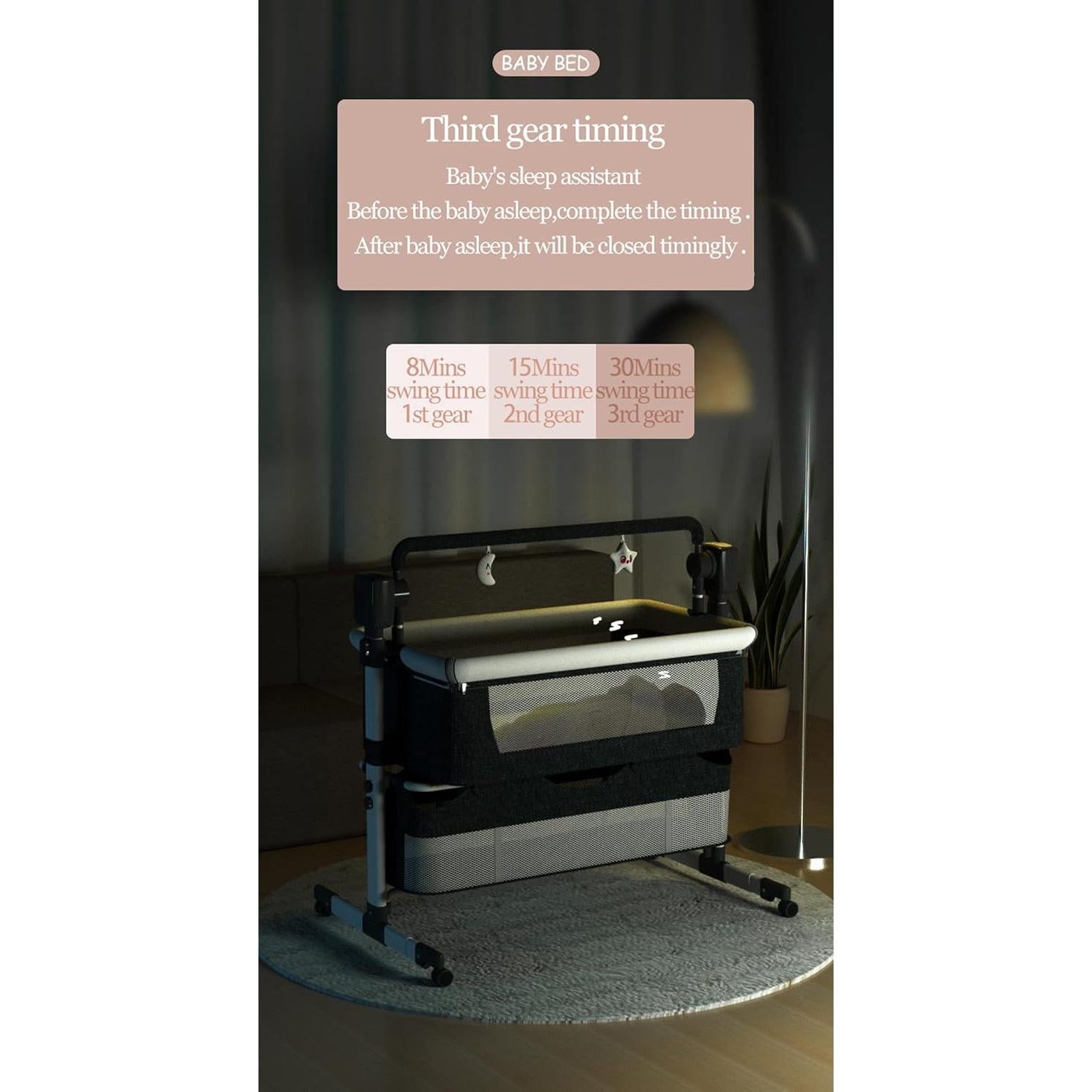 Cuna Lateral Inteligente Suttonbebe 601 Rosa Bluetooth Plegable