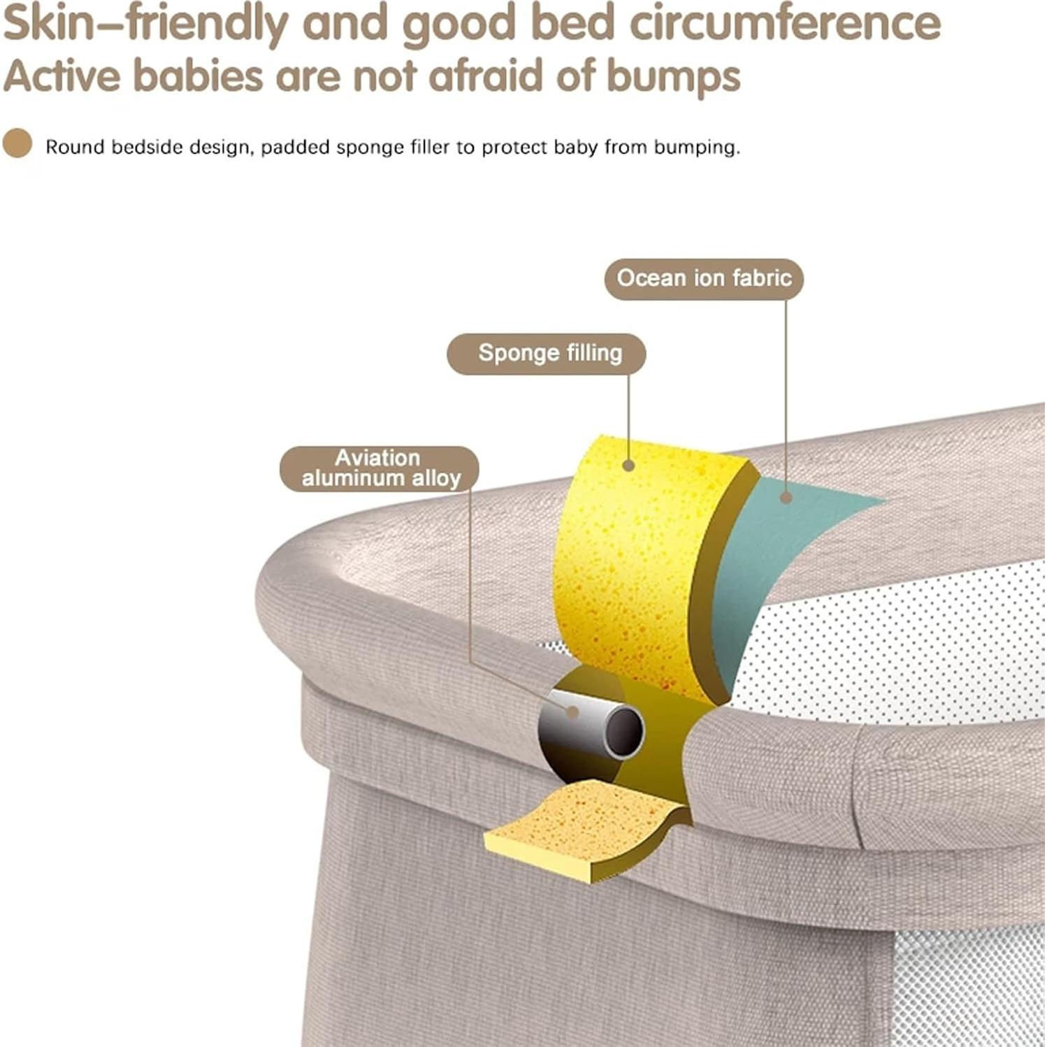 Cuna Lateral Inteligente Suttonbebe 601 Rosa Bluetooth Plegable