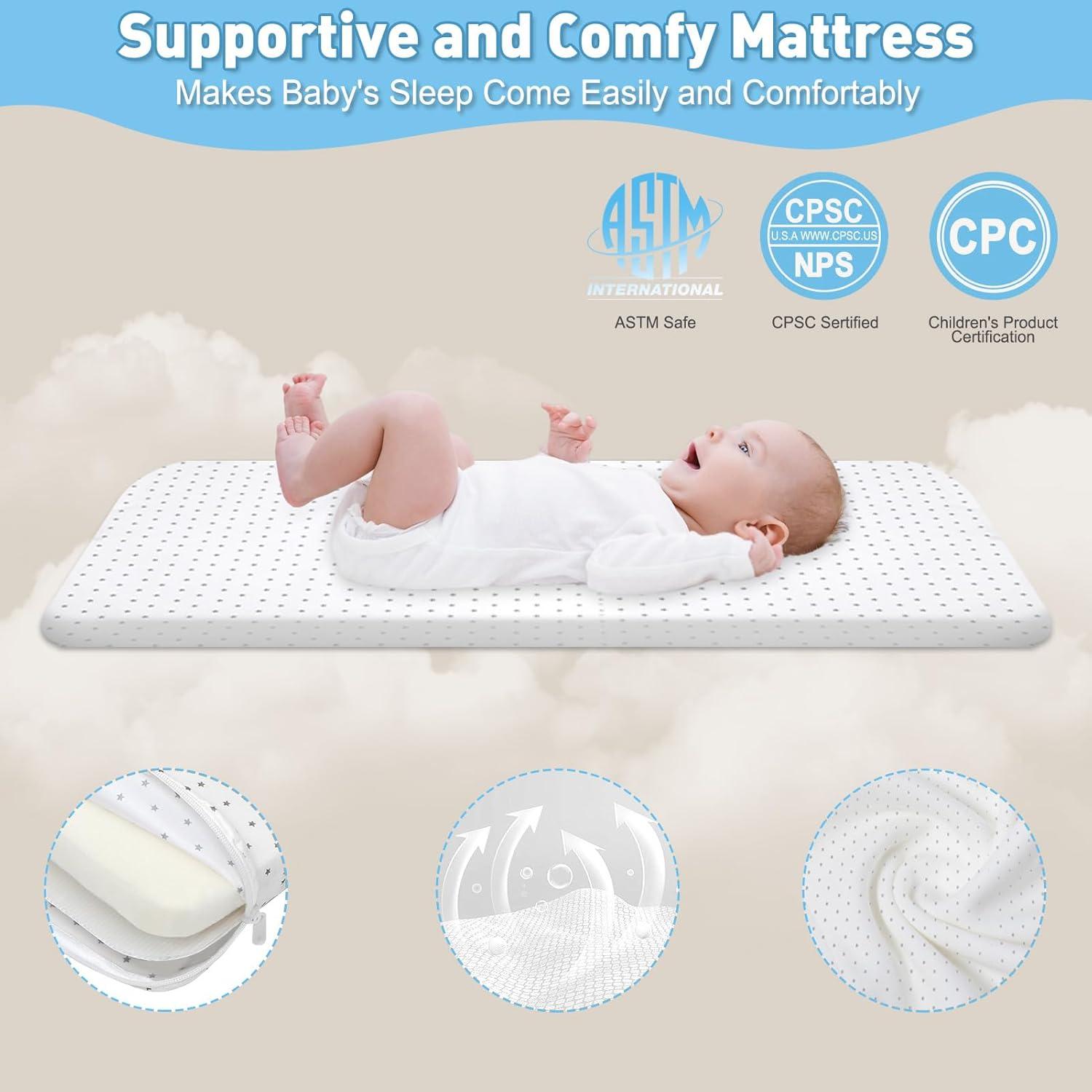 Cuna Lateral Nujett Ajustable 3 en 1 para Bebés Azul Marino