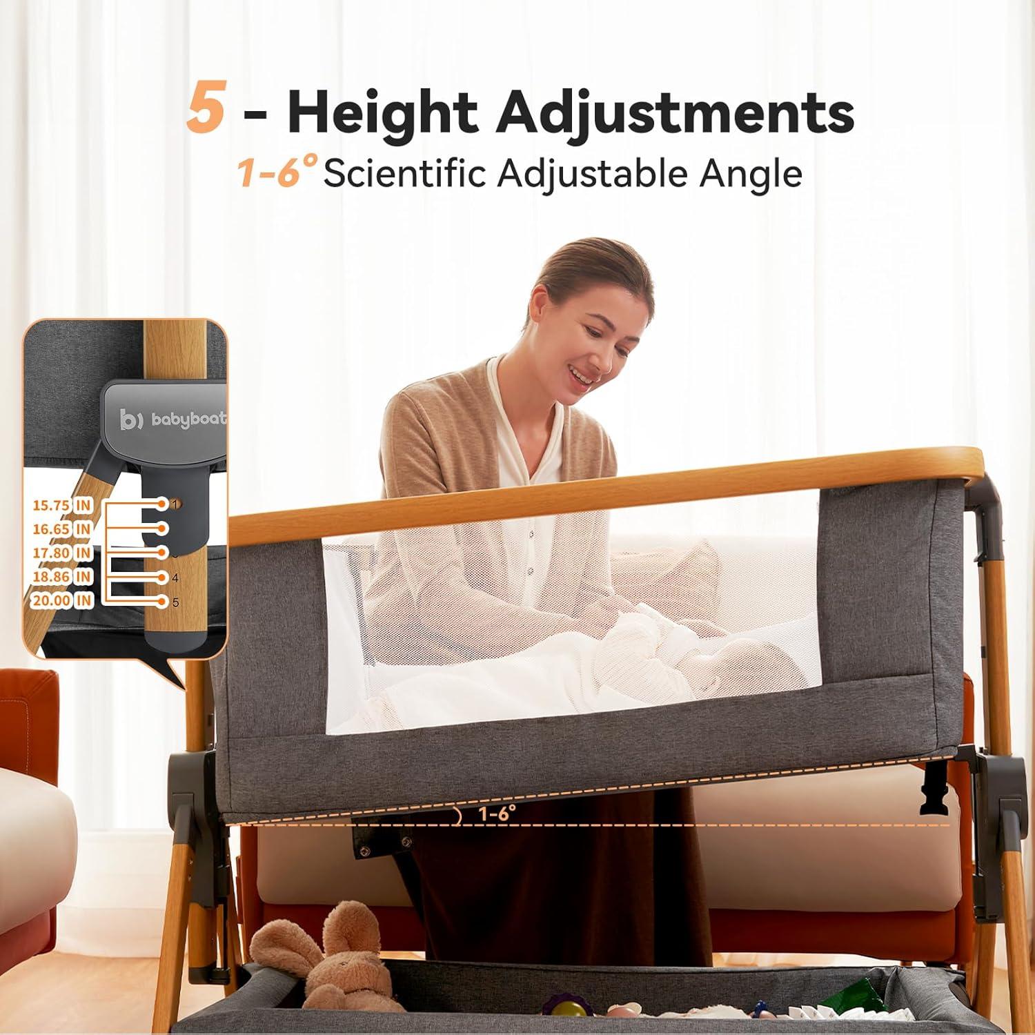 Cuna Lateral Cozy2 Babyboat Portátil con Ruedas 5 Alturas