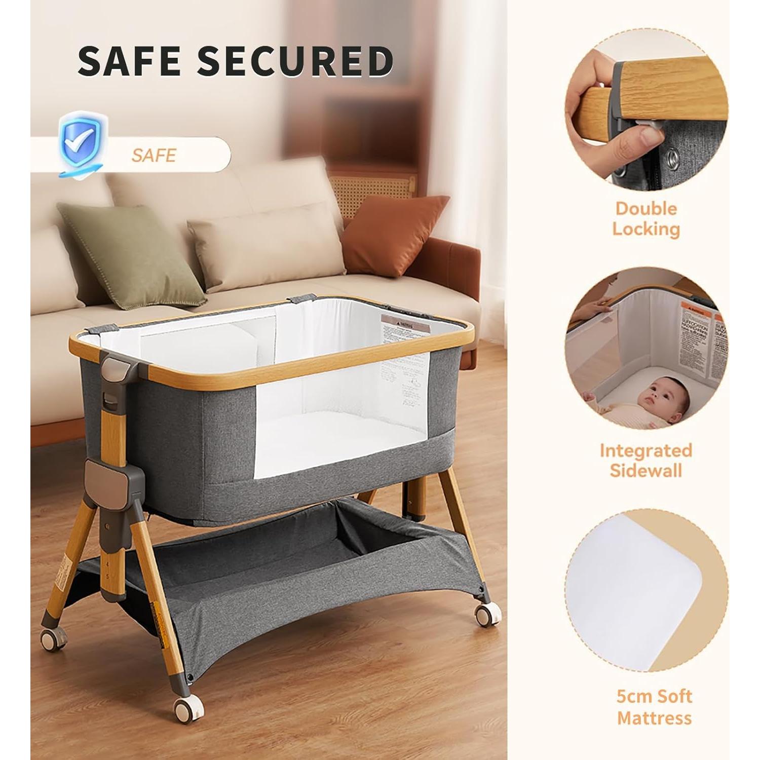 Cuna Lateral Cozy2 Babyboat Portátil con Ruedas 5 Alturas