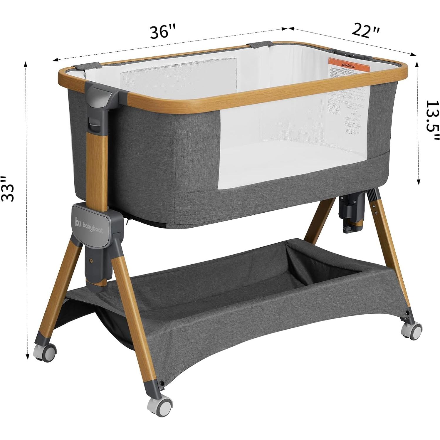 Cuna Lateral Cozy2 Babyboat Portátil con Ruedas 5 Alturas