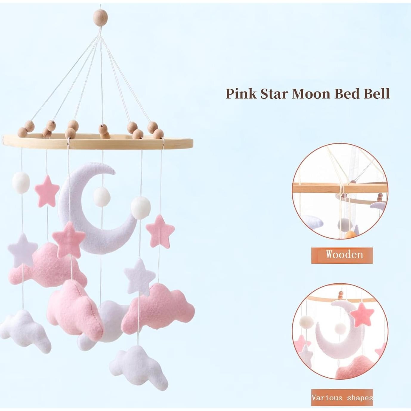 Móvil de Guardería Ceecolia Rosa Ajustable para Cuna Bebé