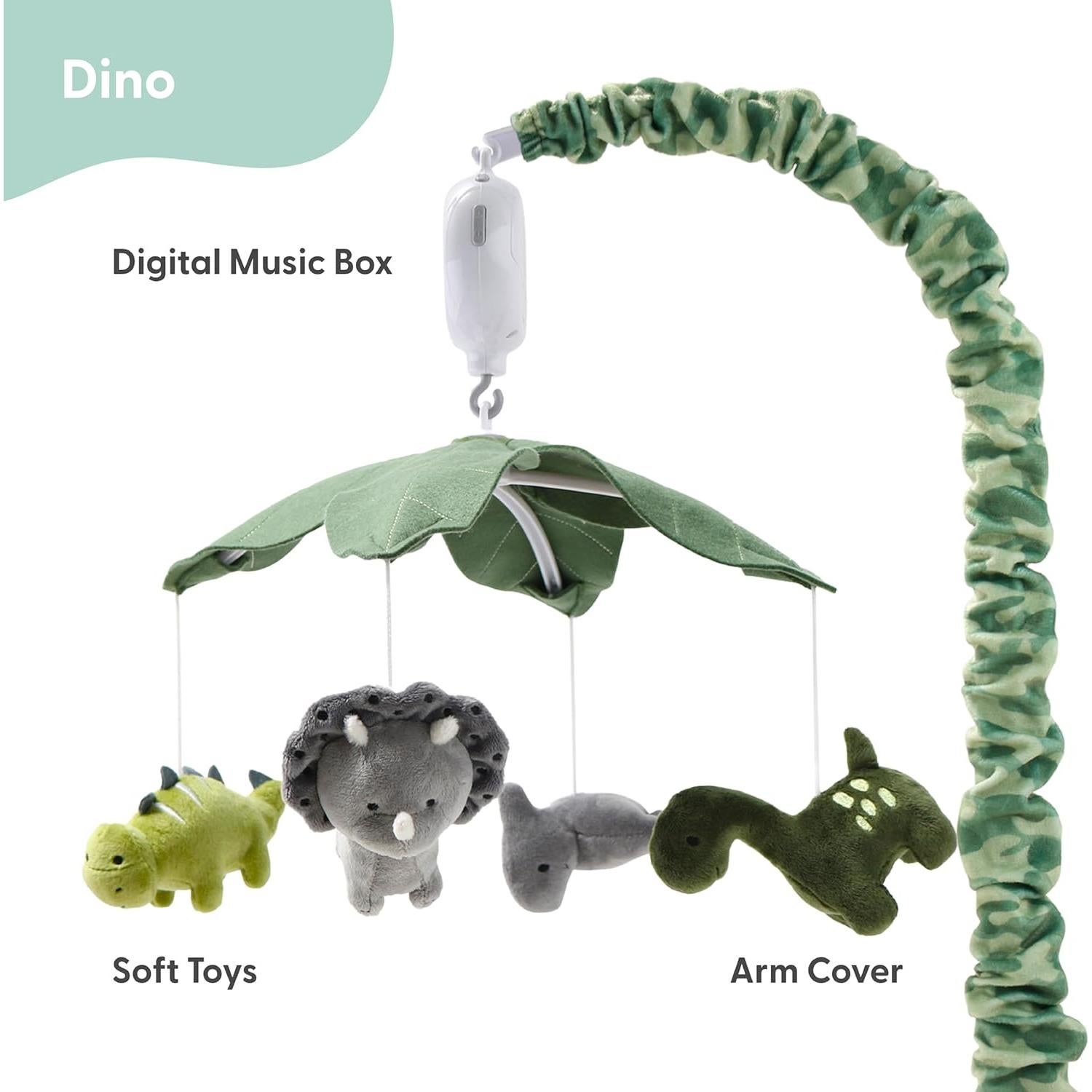 Móvil musical de cuna The Peanutshell dinosaurios camuflaje