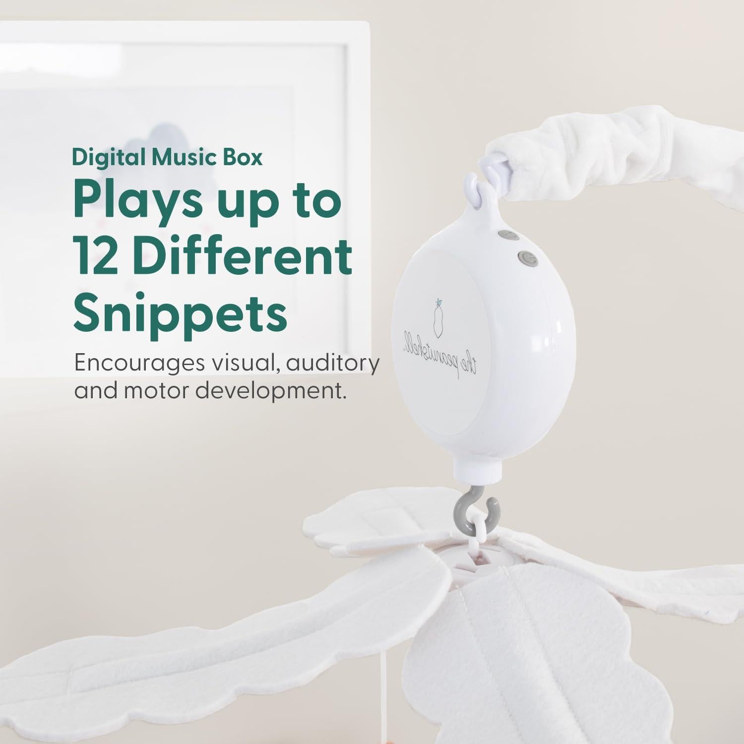 Móvil Musical de Cuna The Peanutshell Elefante Gris 12 Nanas