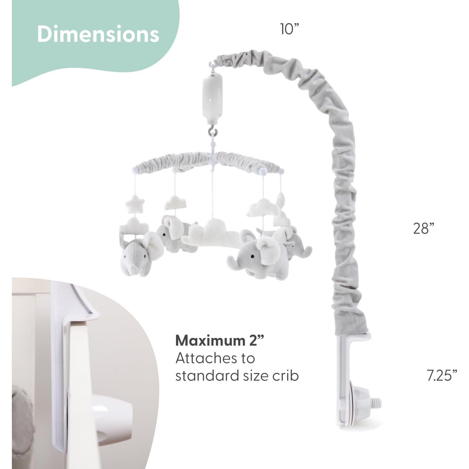 Móvil Musical de Cuna The Peanutshell Elefante Gris 12 Nanas