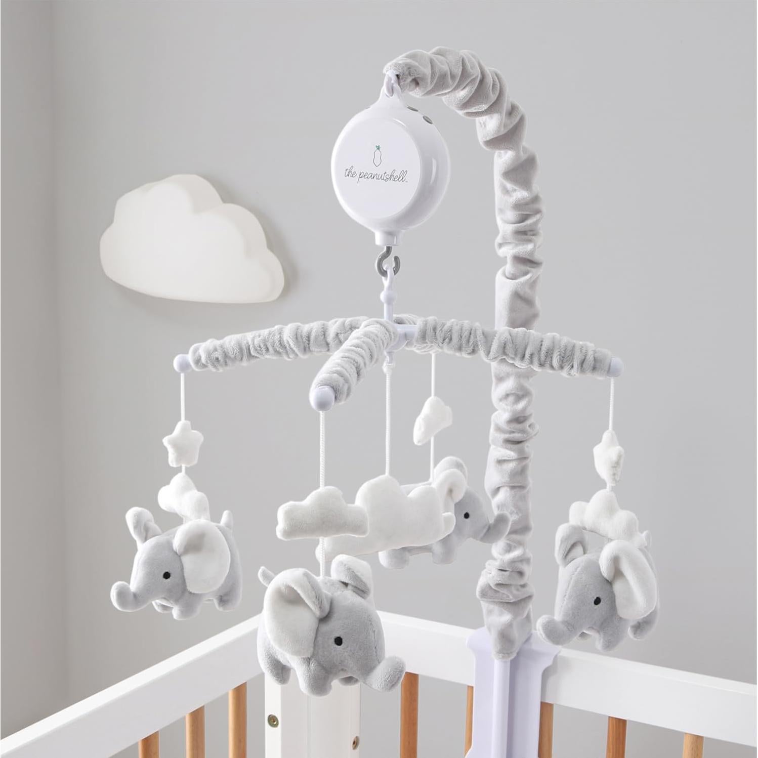 Móvil Musical de Cuna The Peanutshell Elefante Gris 12 Nanas