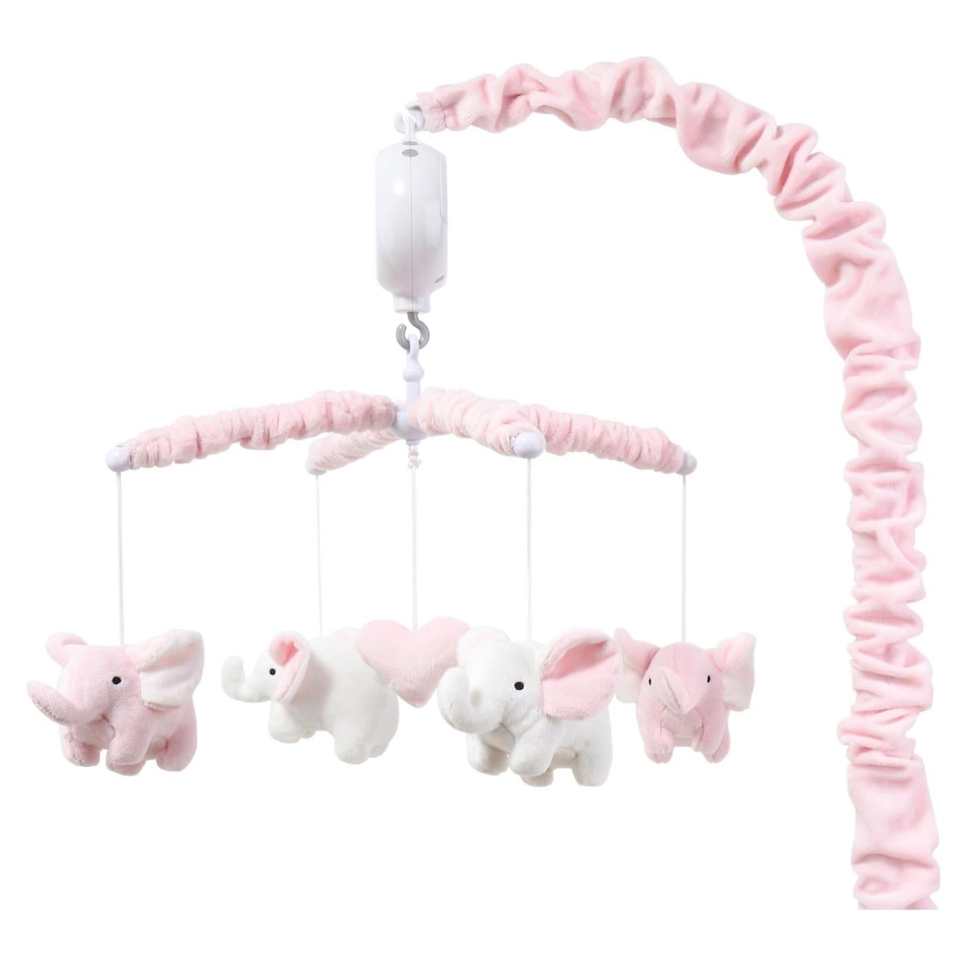 Móvil de Cuna Musical The Peanutshell Elefante Rosa 12 Nanas