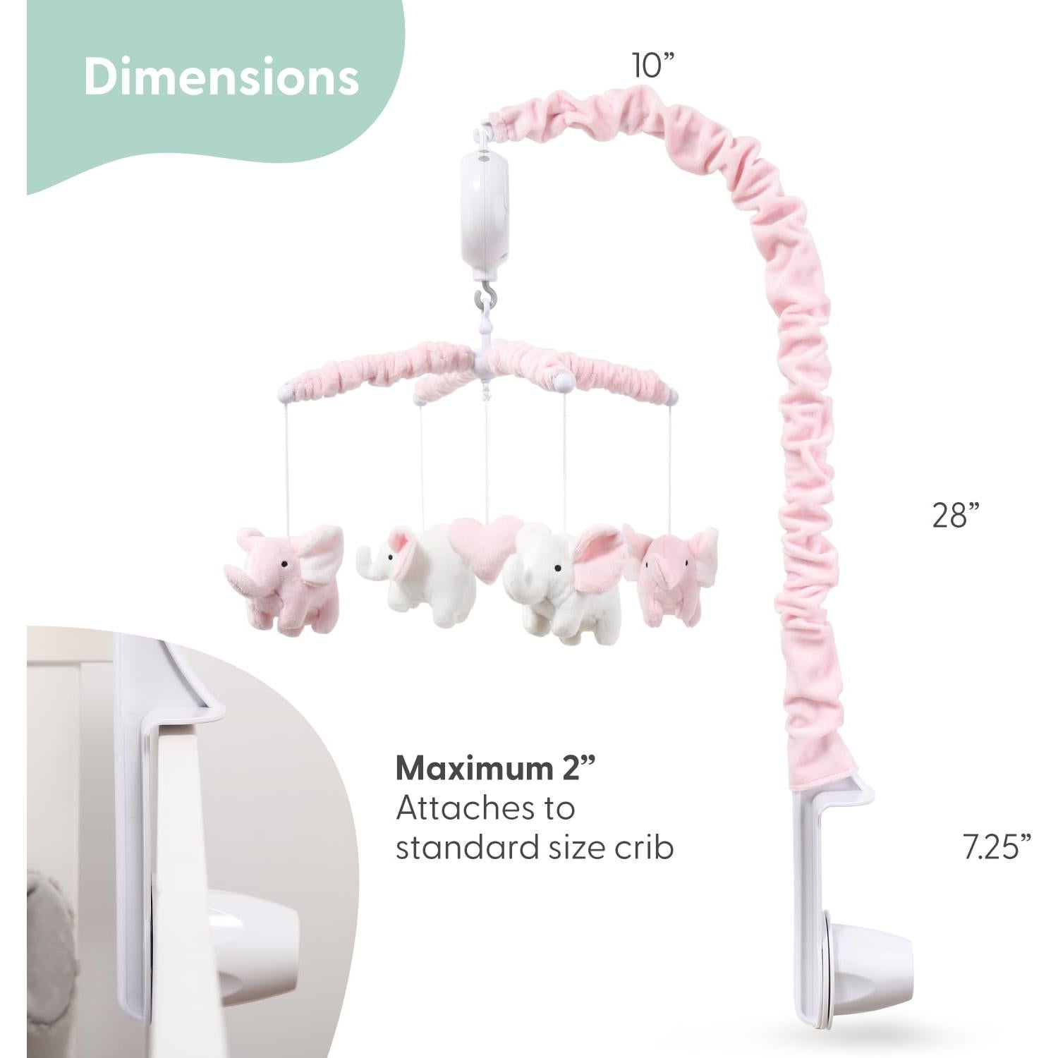 Móvil de Cuna Musical The Peanutshell Elefante Rosa 12 Nanas