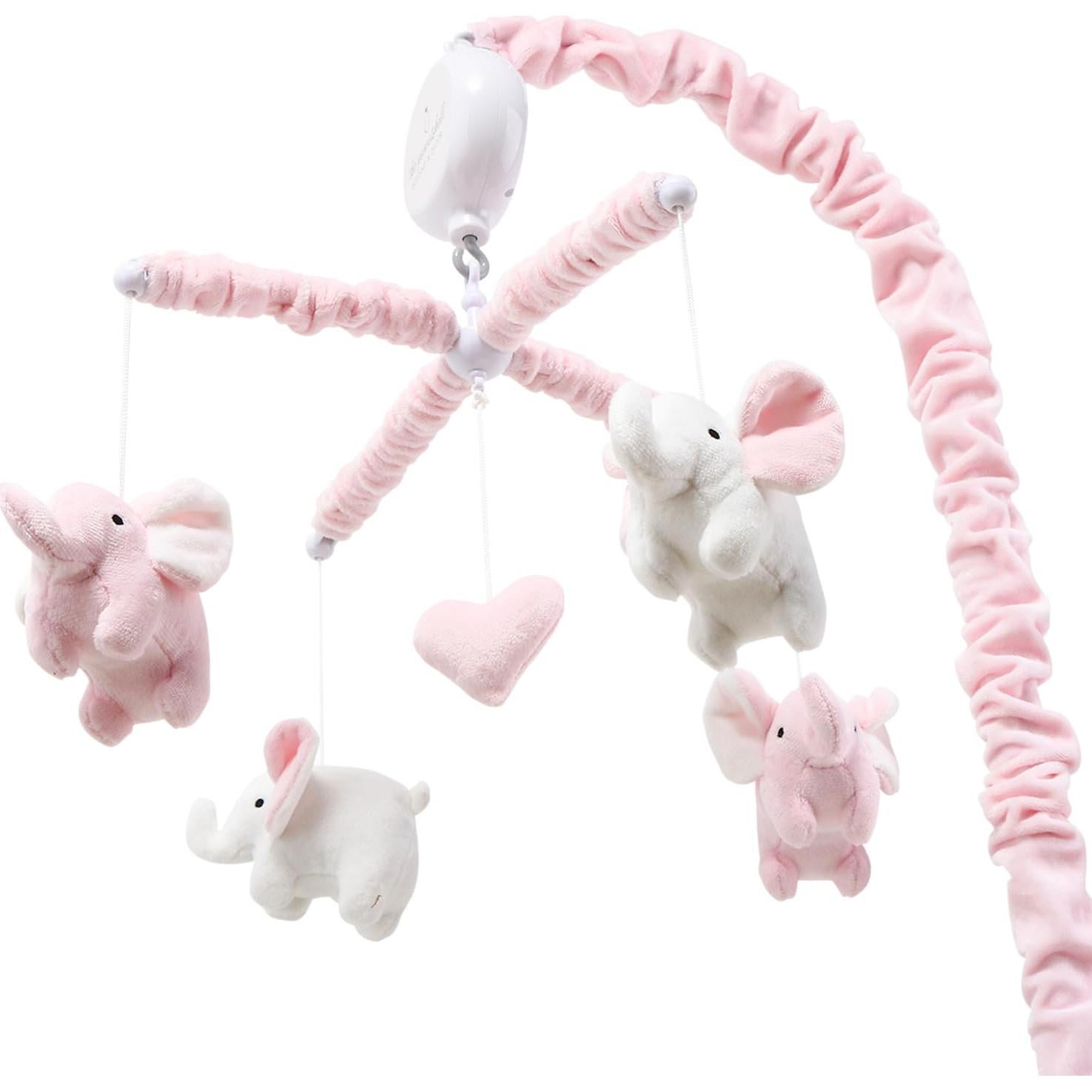 Móvil de Cuna Musical The Peanutshell Elefante Rosa 12 Nanas