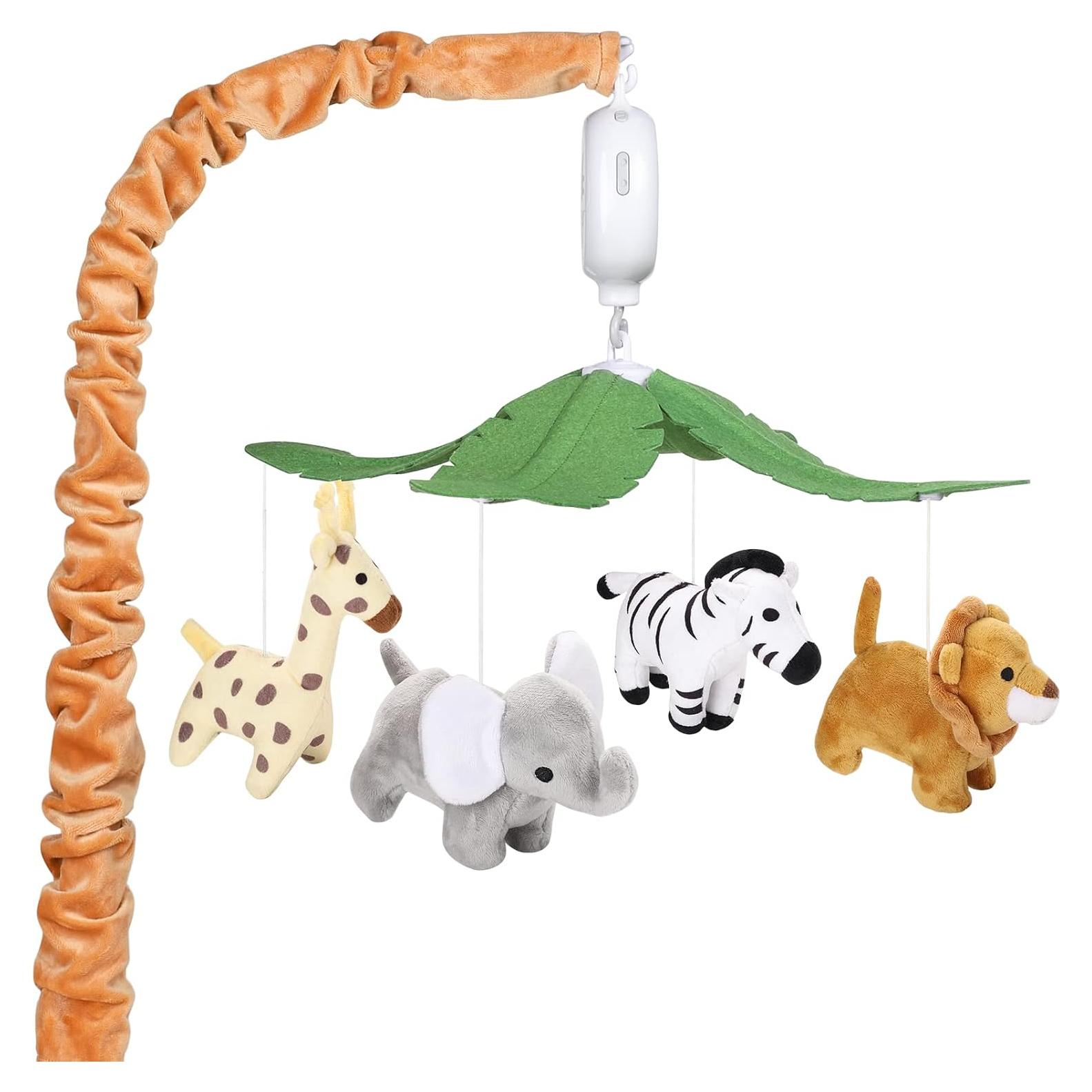 Móvil Musical de Cuna CLYMENE Animales de Safari 12 Canciones