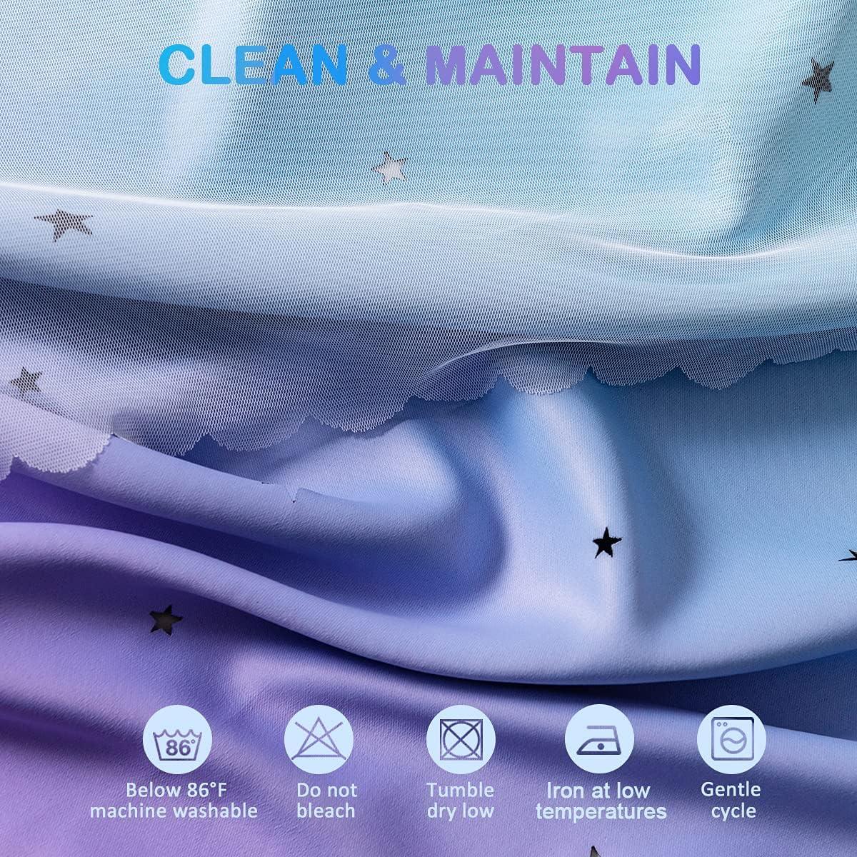 Cortinas Opacas Ombre Azul Púrpura Reepow 132x160 cm - 2 Paneles