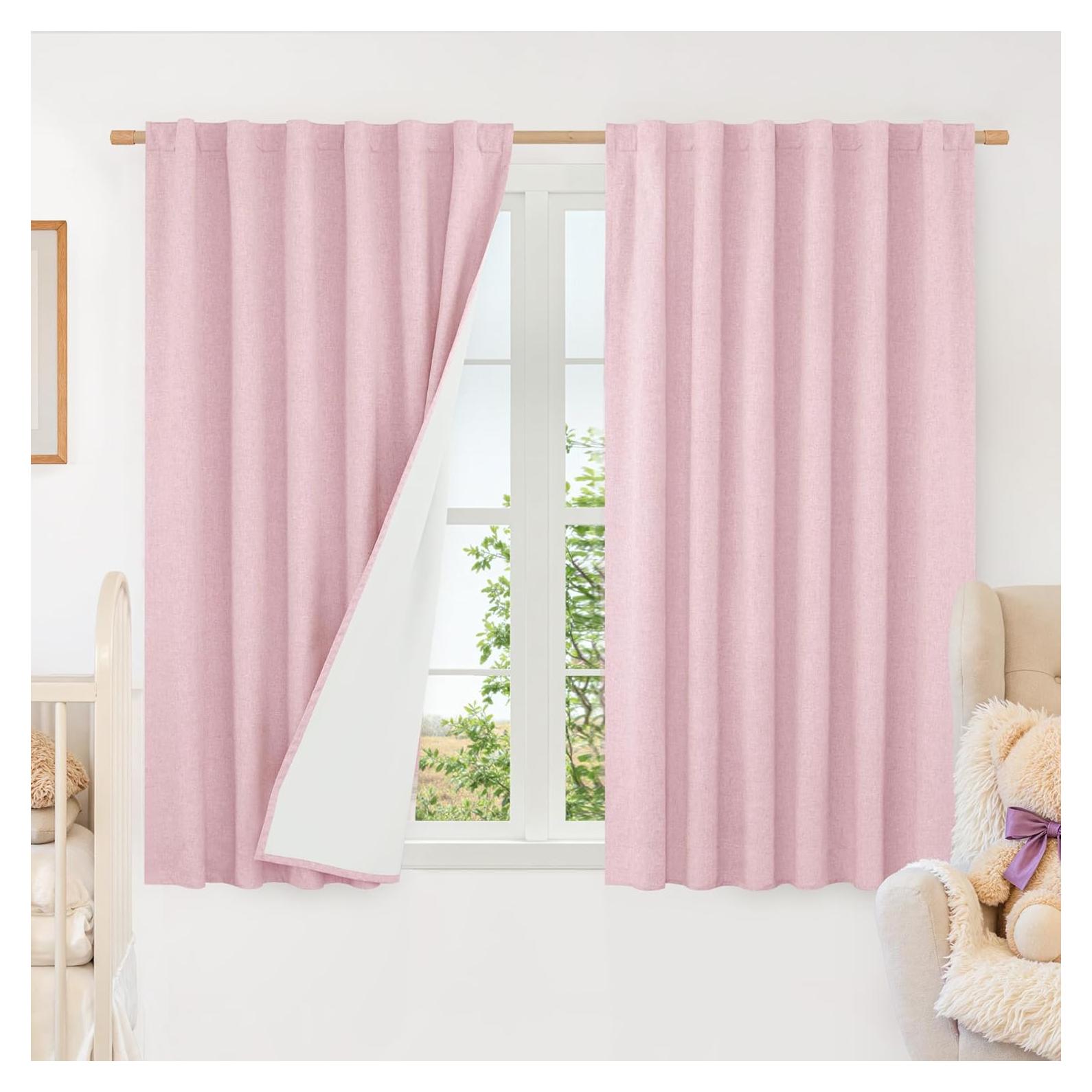 Cortinas Blackout LAMIT Rosa 52x54 cm, 2 Paneles Lino