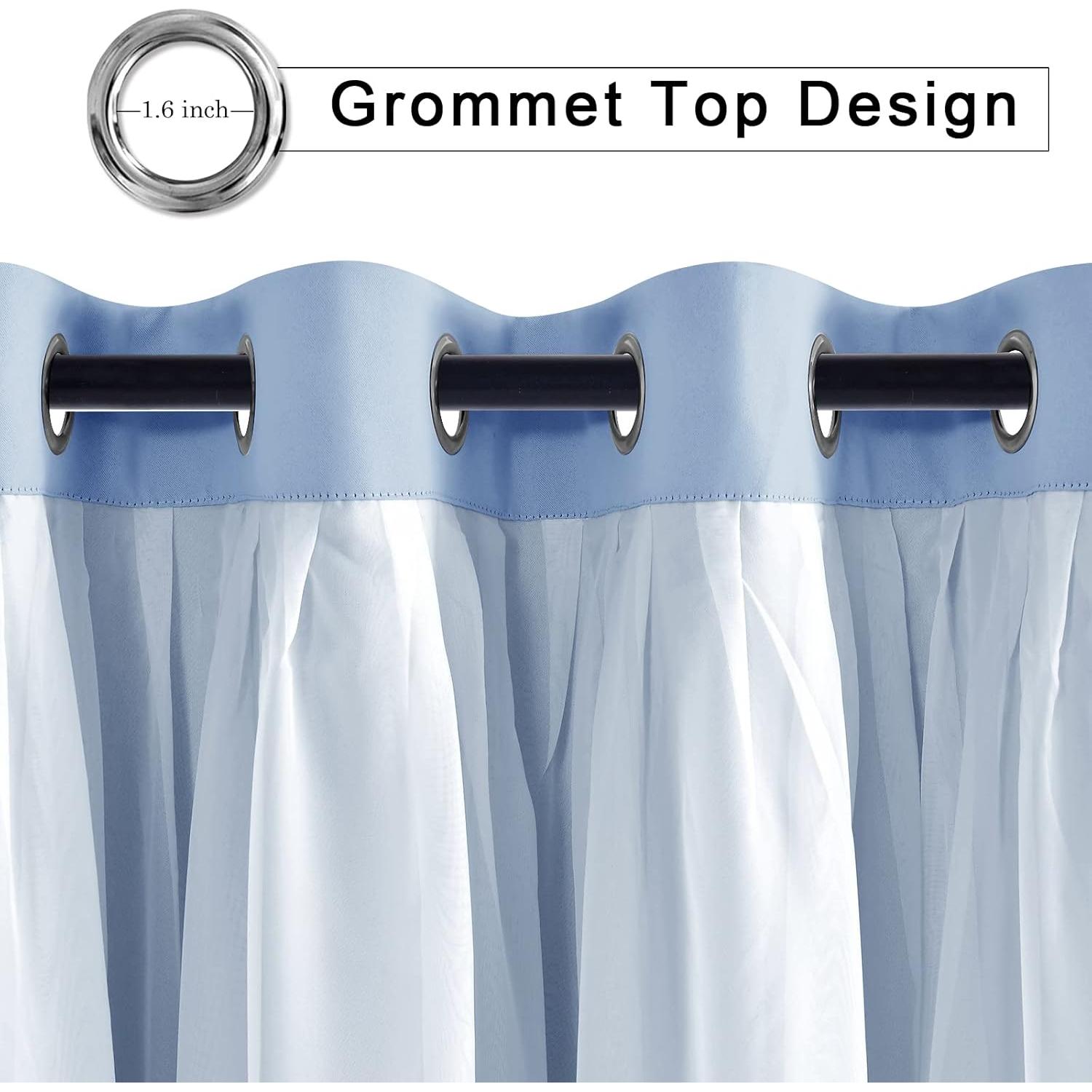 Cortinas Blackout Hiasan 2 Paneles 52x96 Azul Bebé Doble Capa