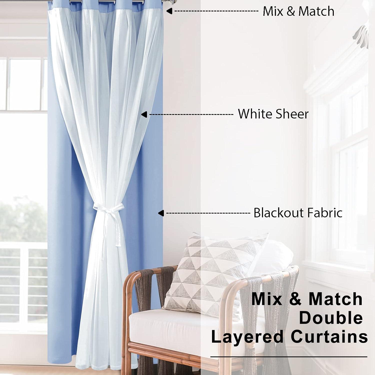 Cortinas Blackout Hiasan 2 Paneles 52x96 Azul Bebé Doble Capa
